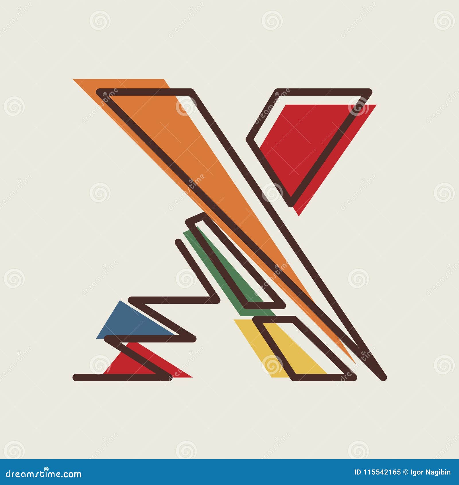 The Letter X of the Alphabet in Modern Geometric Style. Stock ...