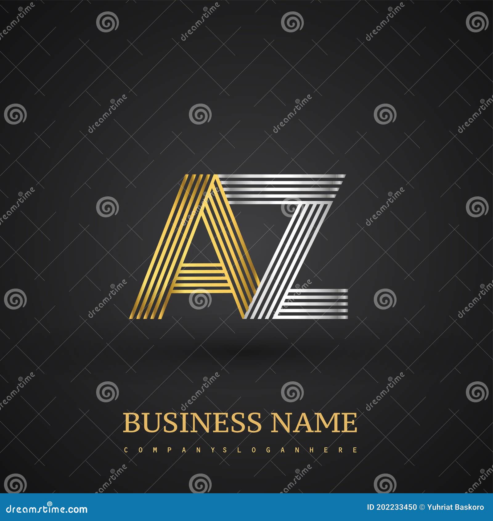 Letter AZ Logo Design. Elegant Gold and Silver Colored, Symbol for Your ...