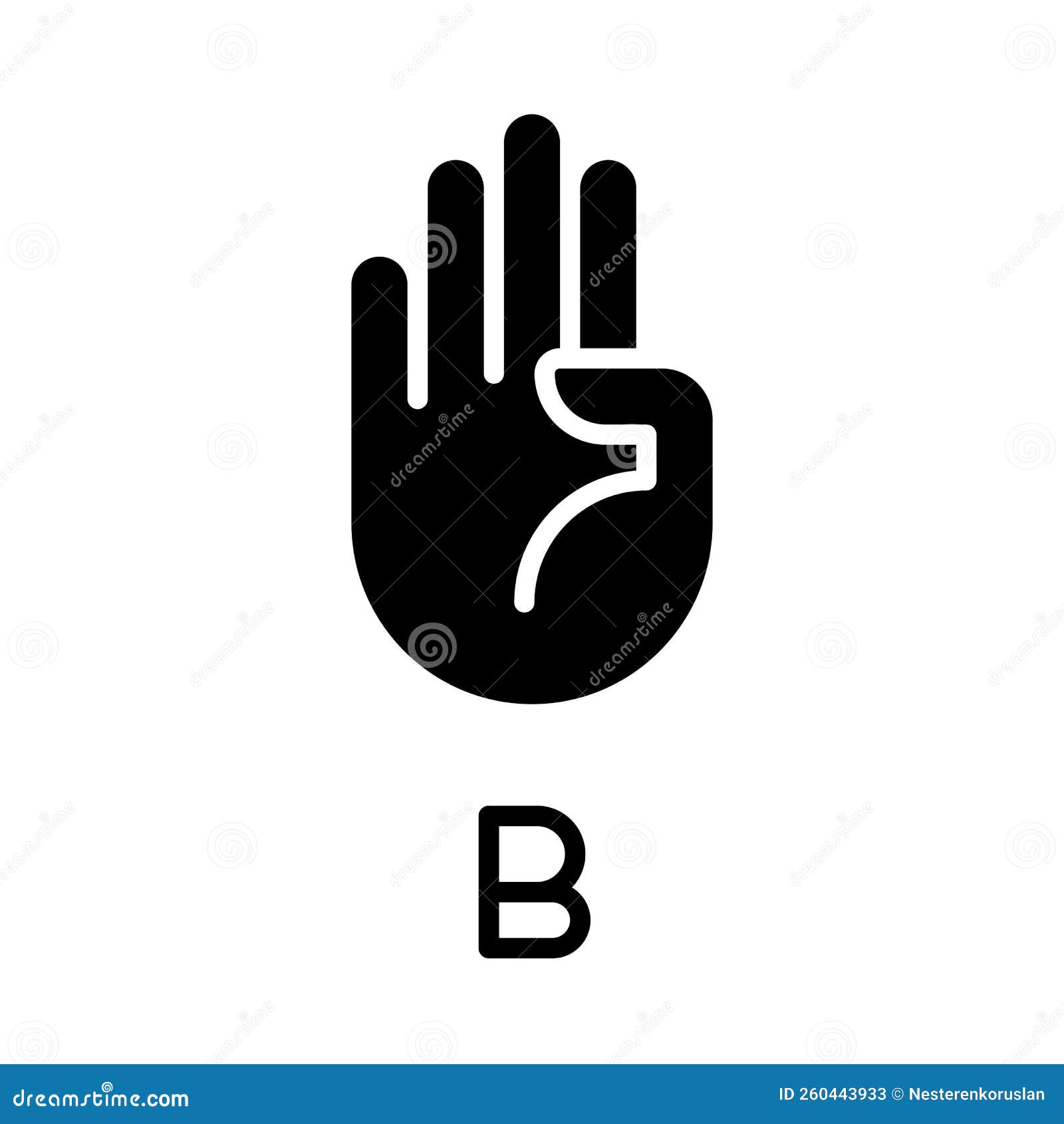letter-b-in-american-sign-language-black-glyph-icon-cartoon-vector