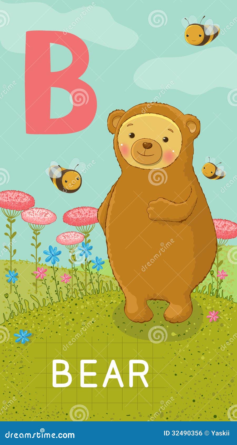 Letter B, animal ABC stock vector. Illustration of flower - 32490356