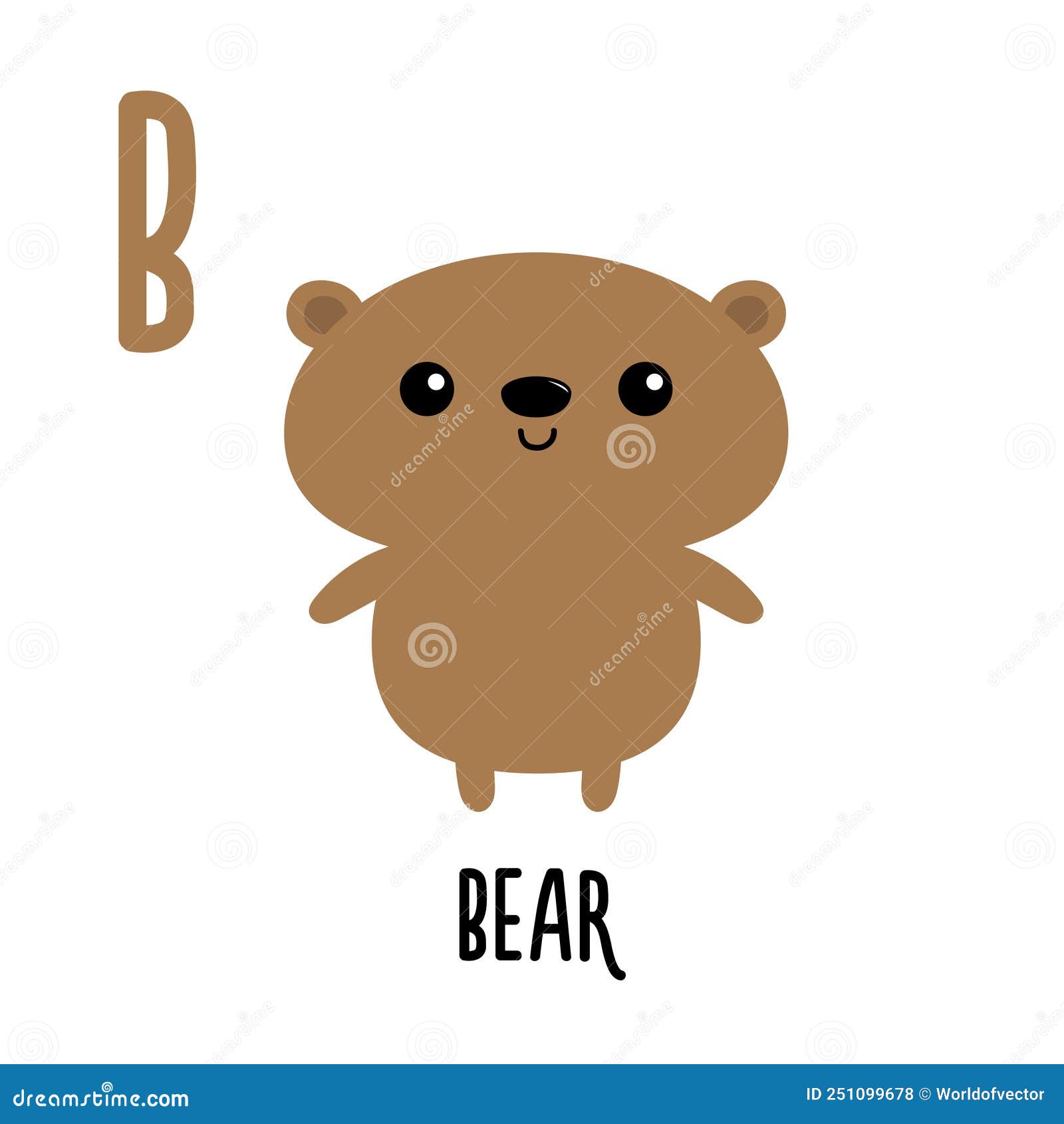 Letter B Bear. Animal and Food Alphabet for Kids. Cute Cartoon Kawaii  English Abc. Funny Zoo Fruit Vegetable Learning Stock Vector - Illustration  of design, fruit: 251099678