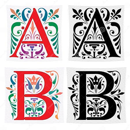 Letter a and B, Color and Monochrome Stock Vector - Illustration of ...