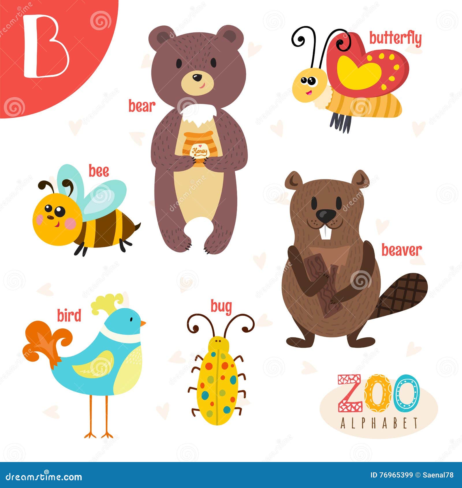 Letter B. Cute Animals. Funny Cartoon Animals in Vector Stock Vector -  Illustration of character, learn: 76965399