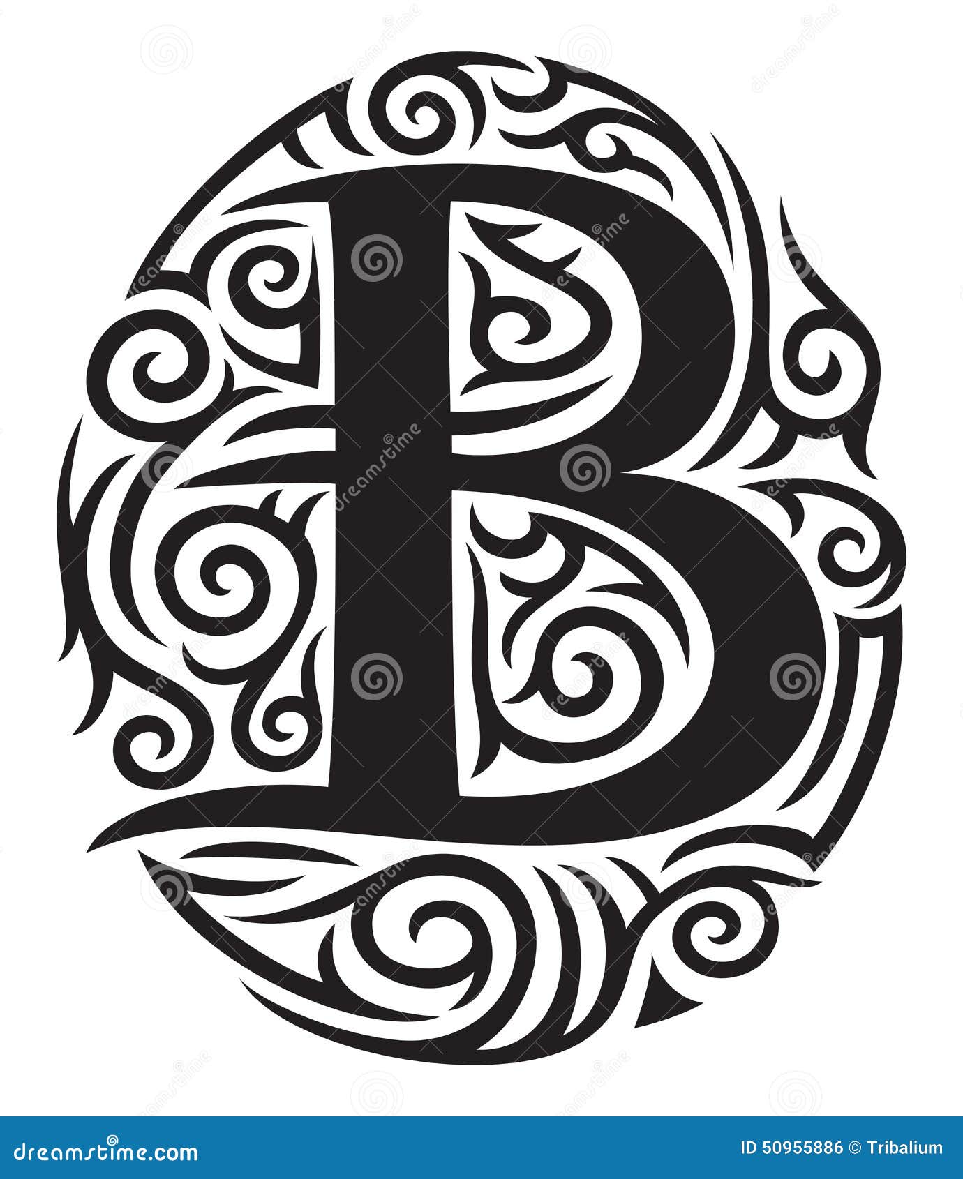 tribal letter b tattoo designs