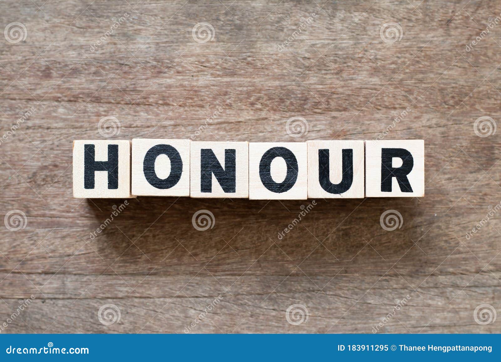 Letter Block in Word Honour on Wood Background Stock Image Image of