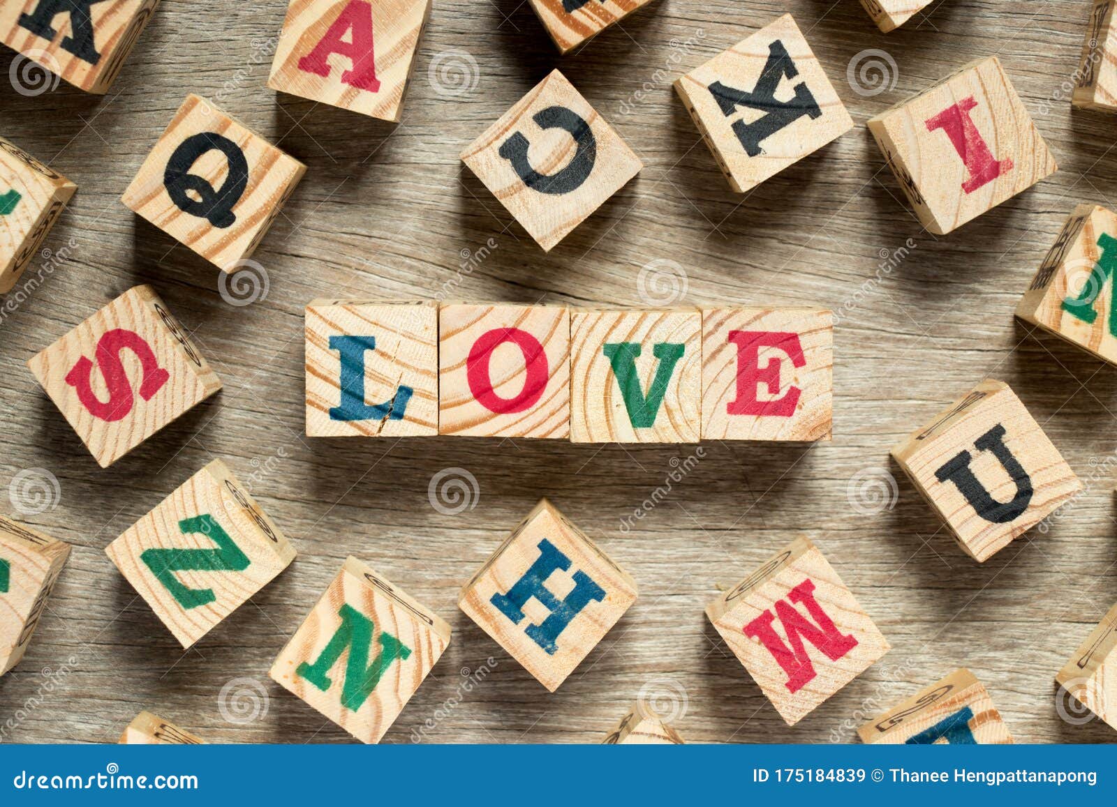 Letter Block in Word Love with Another on Wood Background Stock Image Image of alphabet