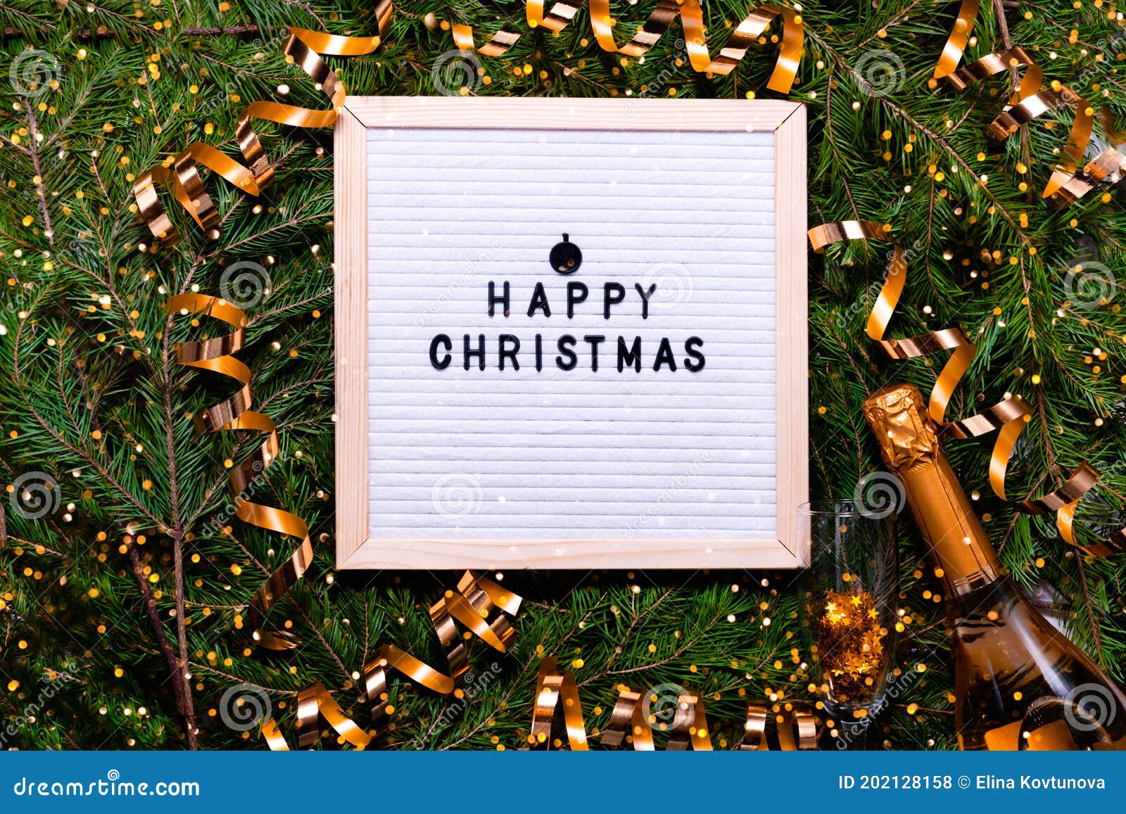 Letter Board New Year and Christmas Concept. Top Horizontal View