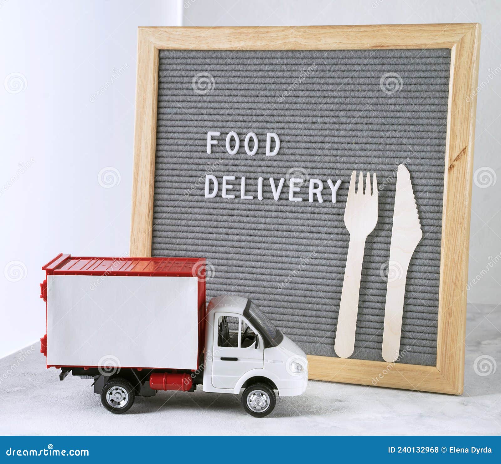 Letter Board with Words Food Delivery. Food Delivery Service Advertisement Stock Photo Image