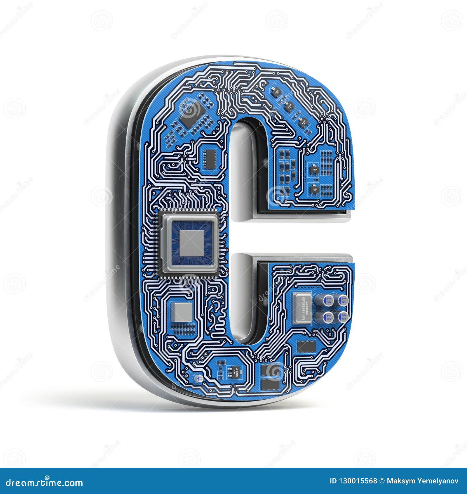 Letter C, Alphabet in Circuit Board Style. Digital Hi-tech Letter ...