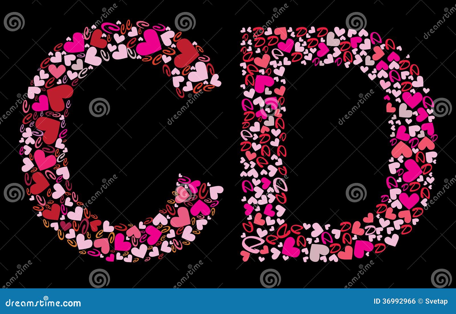 Letter C, D. Valentine Alphabet Stock Vector - Illustration of ...