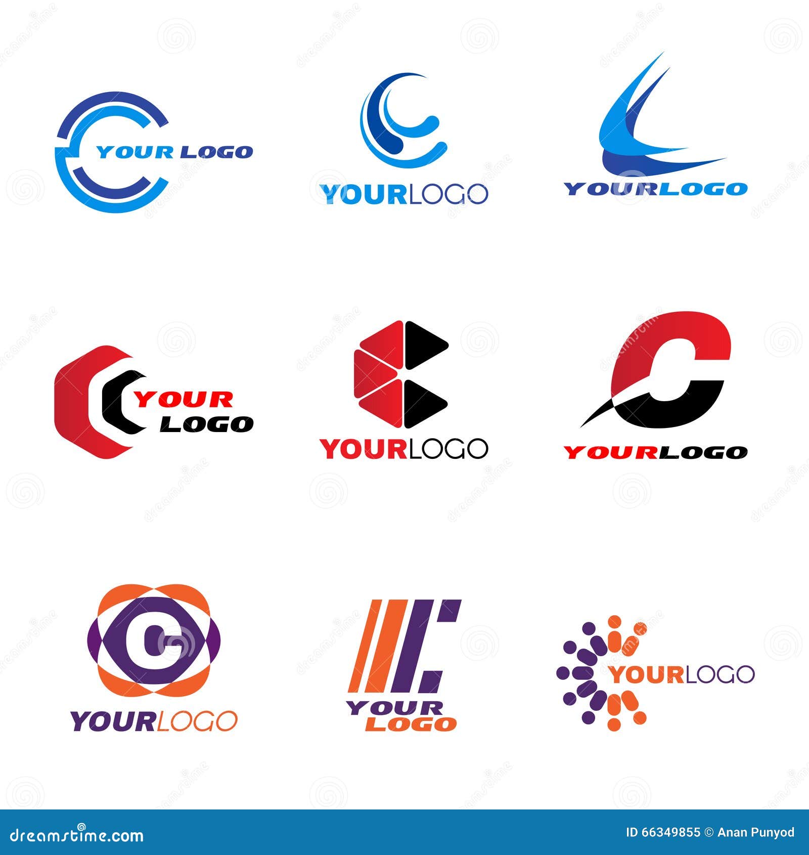 Letter C Logo Vector Set Design Stock Vector - Illustration of ...