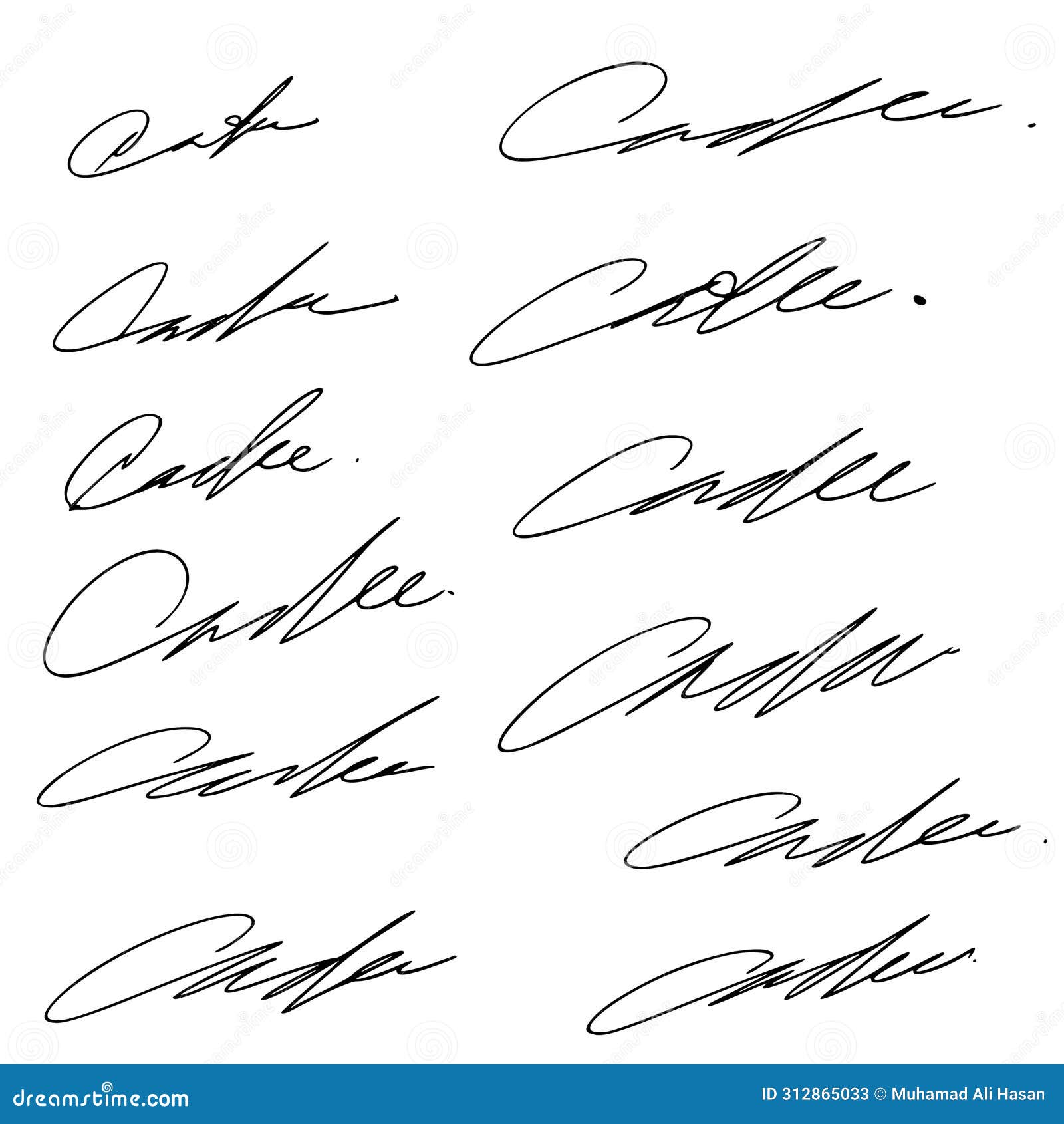 Letter C Signature Ideas for Document Certificates. Stock Image