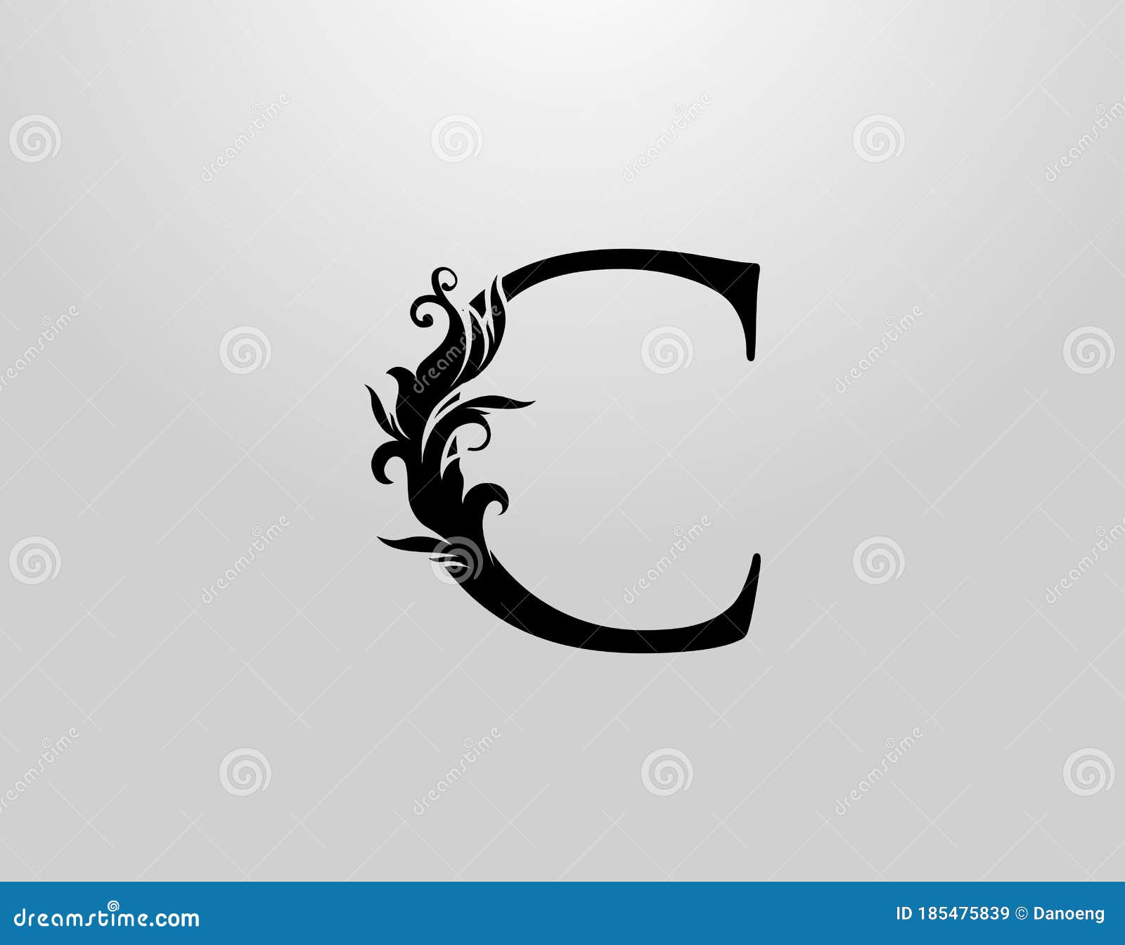Letter C Swirl Logo. Classic C Letter Design Vector with Black Color ...