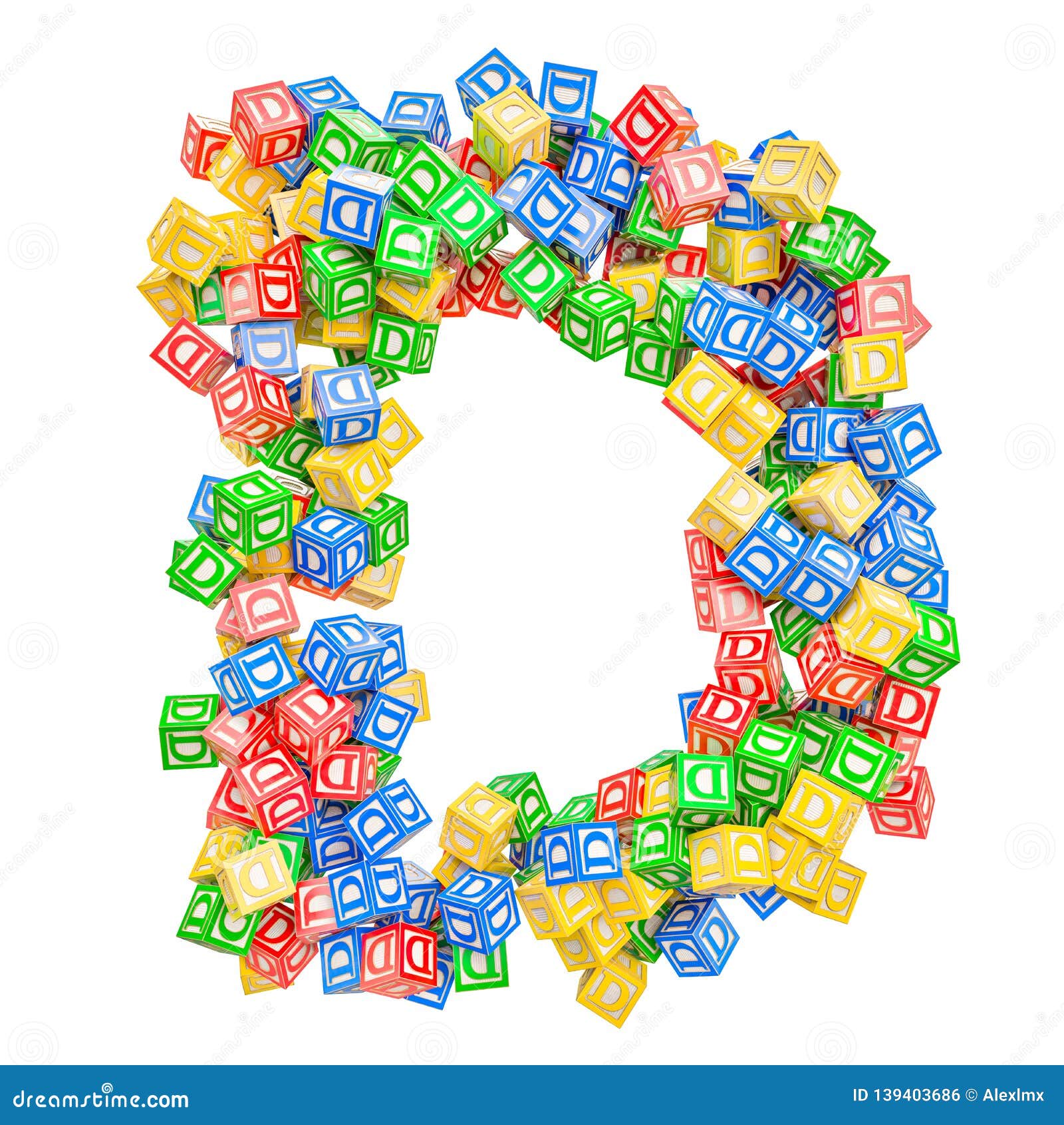 Letter D, from ABC Alphabet Wooden Blocks. 3D Rendering Stock ...