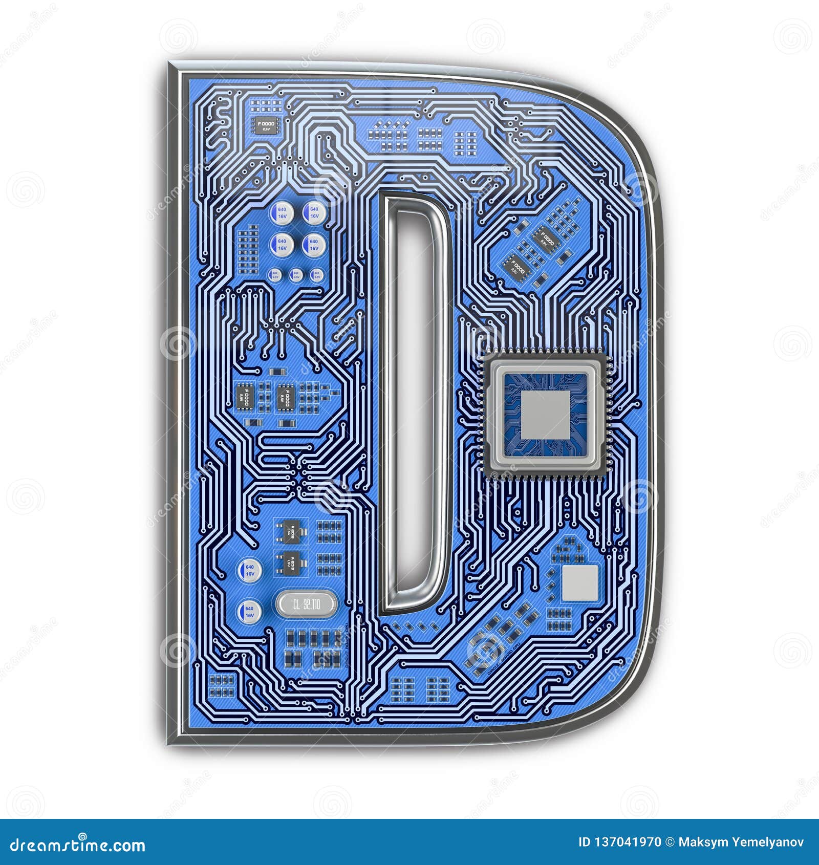 Letter D. Alphabet in Circuit Board Style Stock Illustration ...