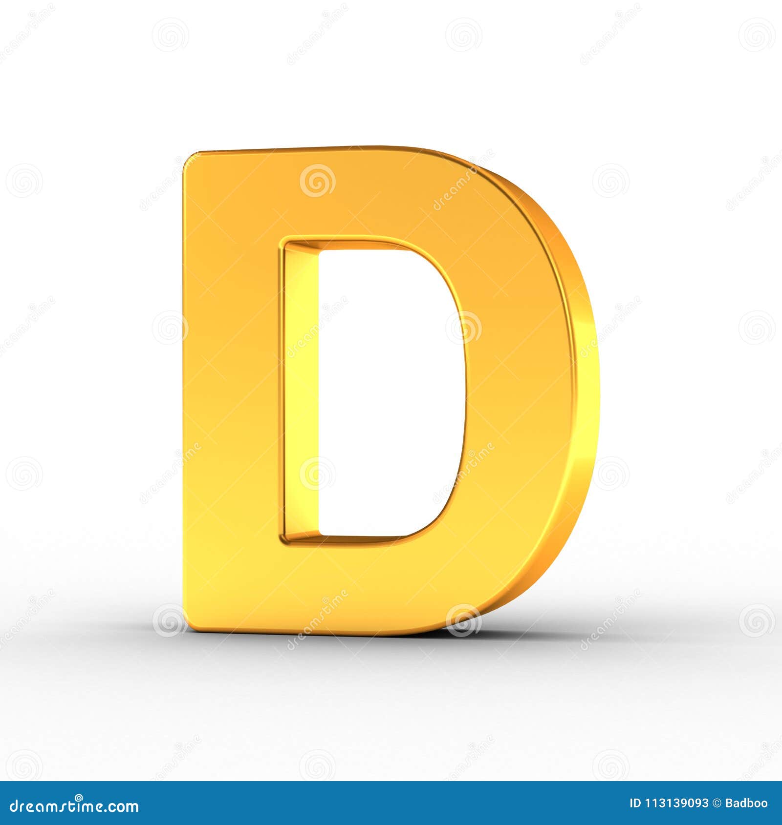 The Letter D As a Polished Golden Object with Clipping Path Stock ...