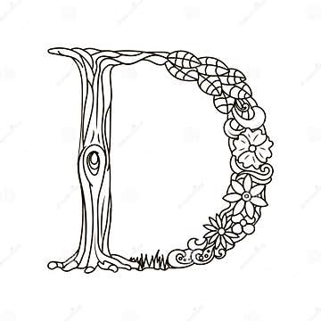 Letter D Coloring Book for Adults Vector Stock Vector - Illustration of ...