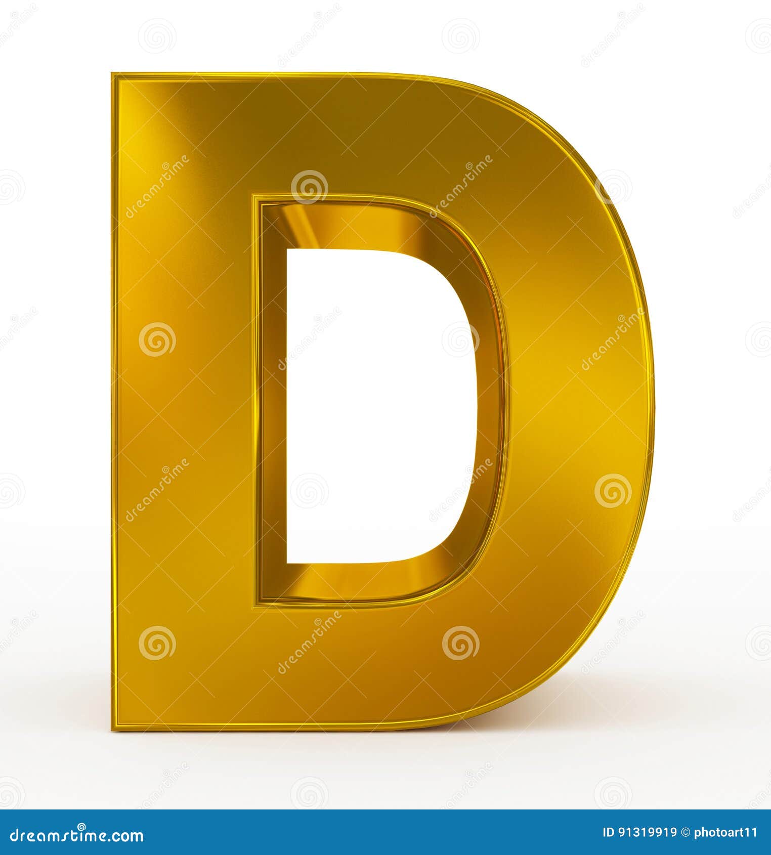 Letter D 3d Golden Isolated on White Stock Illustration - Illustration ...