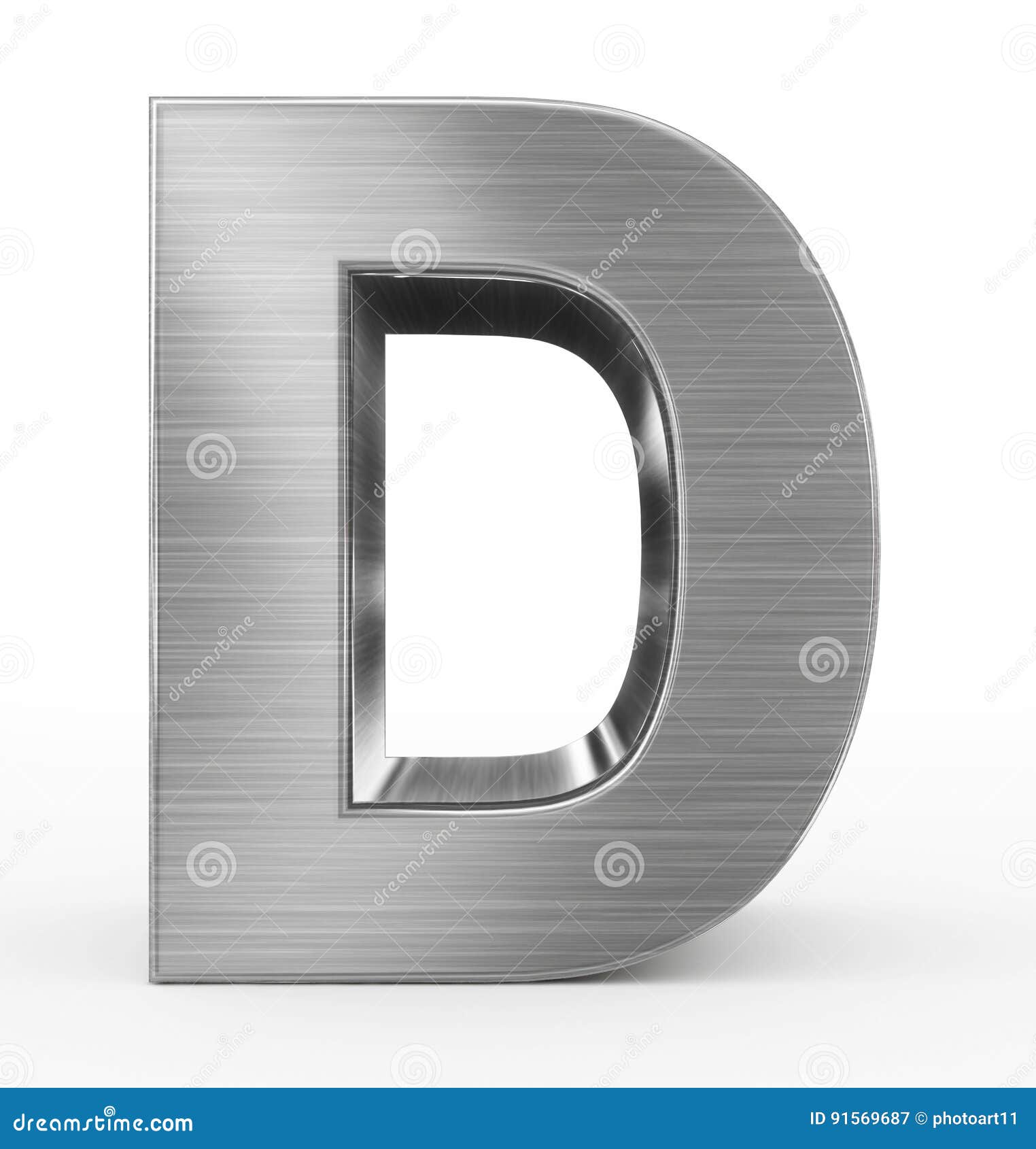 Letter D 3d Metal Isolated on White Stock Illustration - Illustration ...