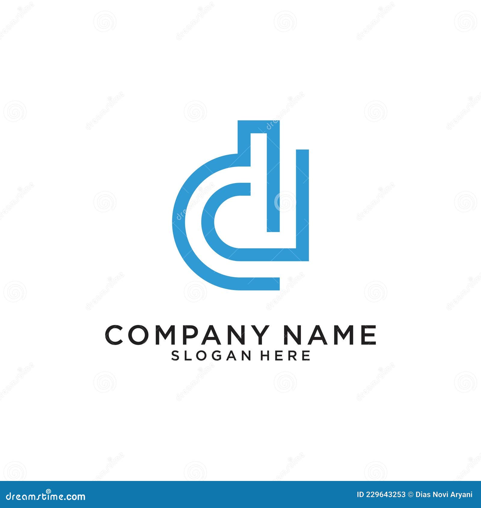 Letter D or DD Initial Logo Design Concept Stock Vector Illustration