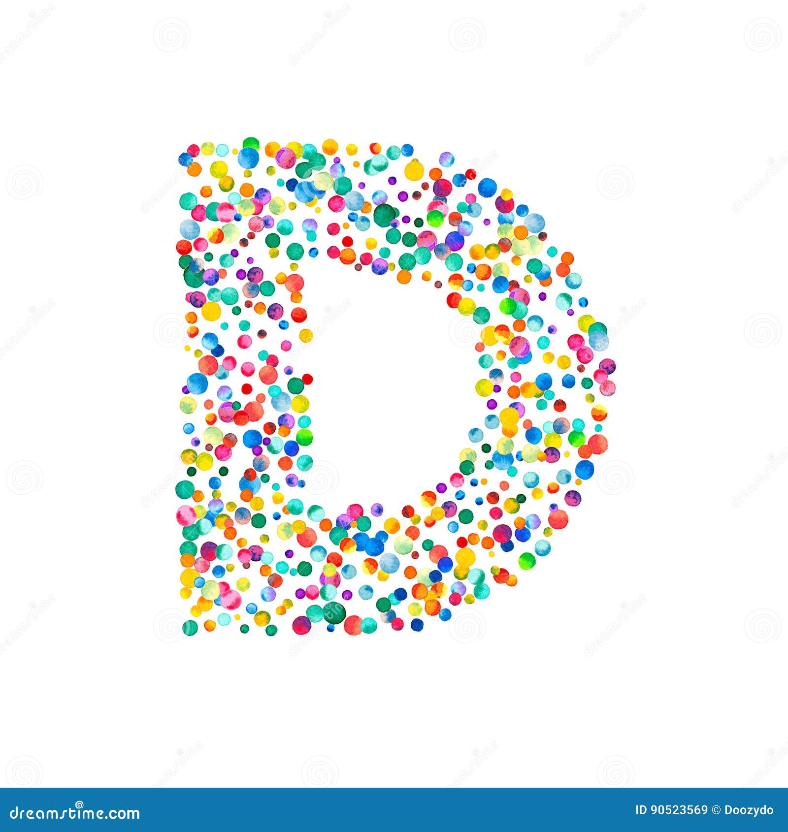 Letter D Filled with Dense Watercolor Confetti . Stock Illustration ...