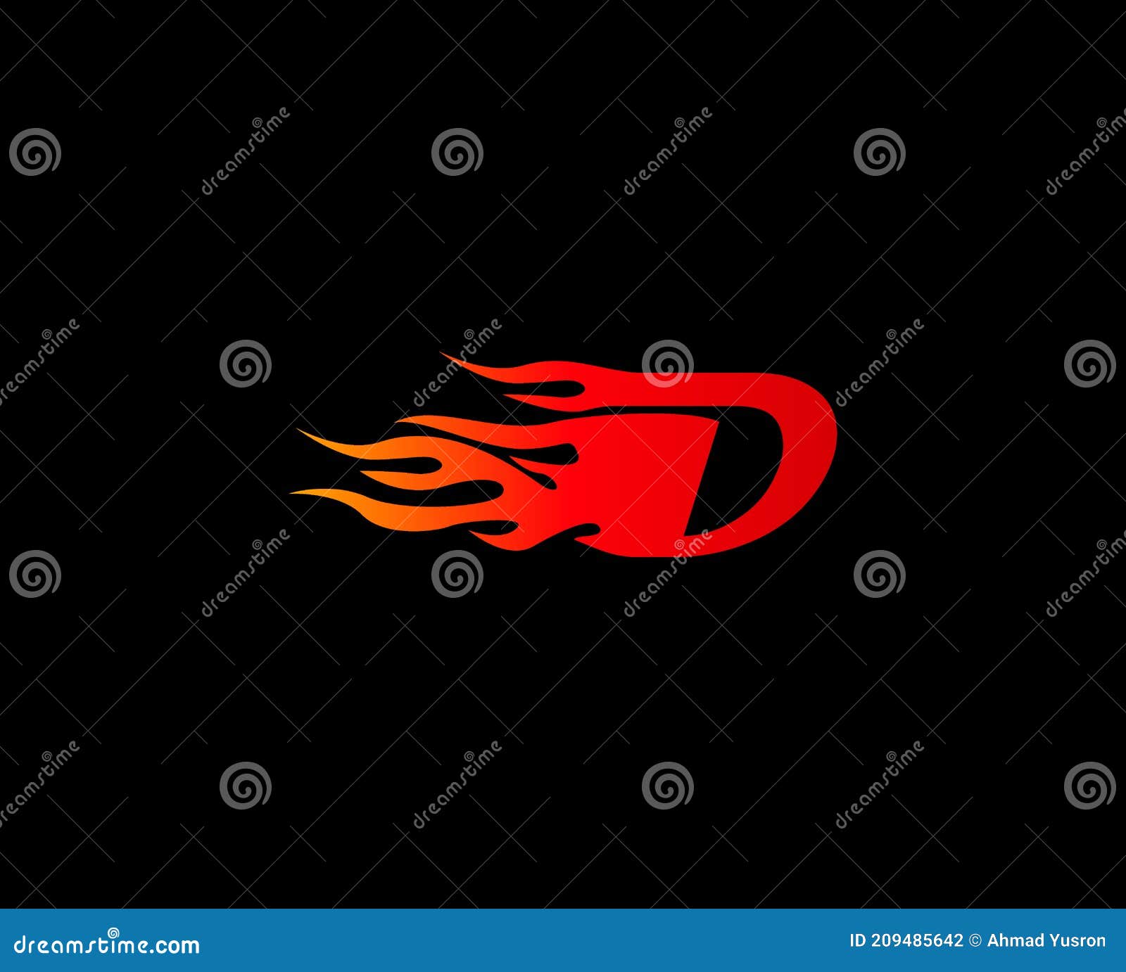 Letter D on Fire .Letter D with Fire Vector Automotive Logo Design ...