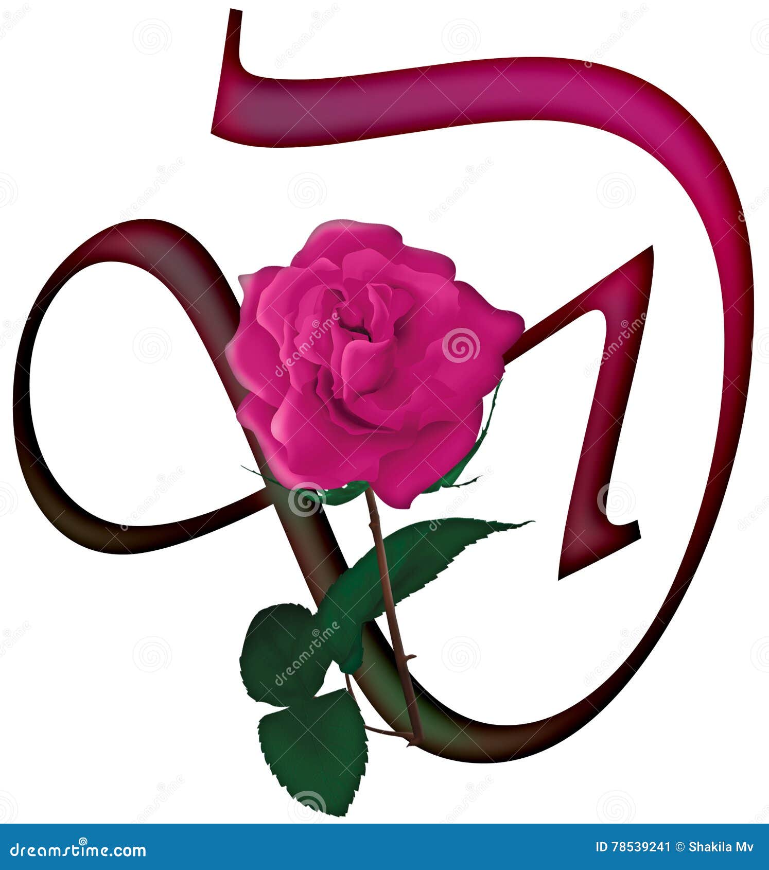 Letter D Floral FONT stock image. Illustration of decorative - 78539241