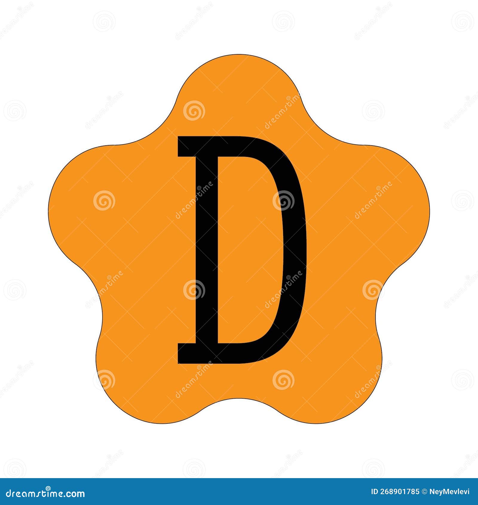 Letter D with a Frame of Orange Flower Petals Stock Illustration ...