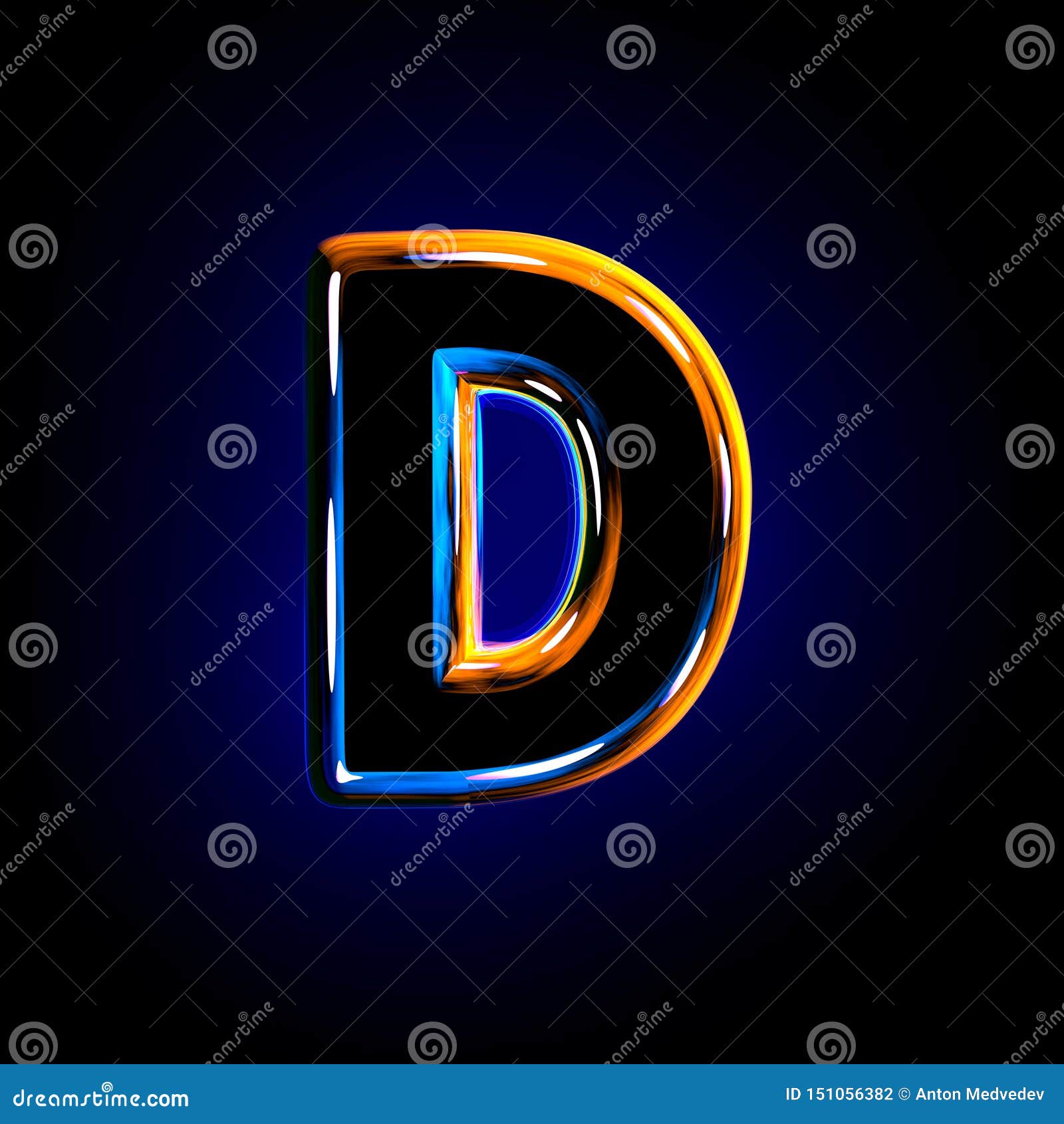 Dark Shining Glass Font - Letter D Isolated on Dark Background, 3D ...