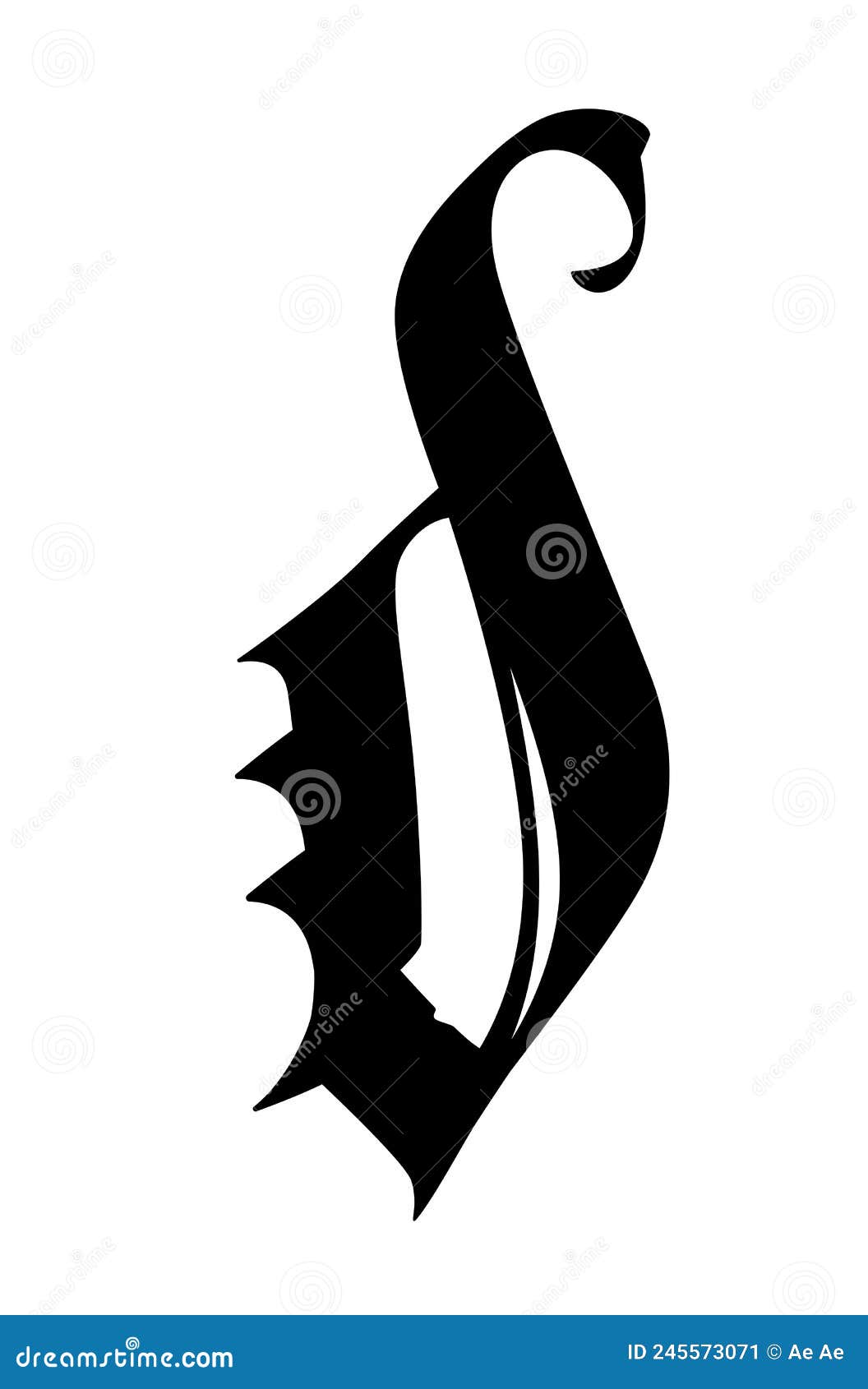 The letter g in the Gothic style. Vector. Old alphabet. The symbol