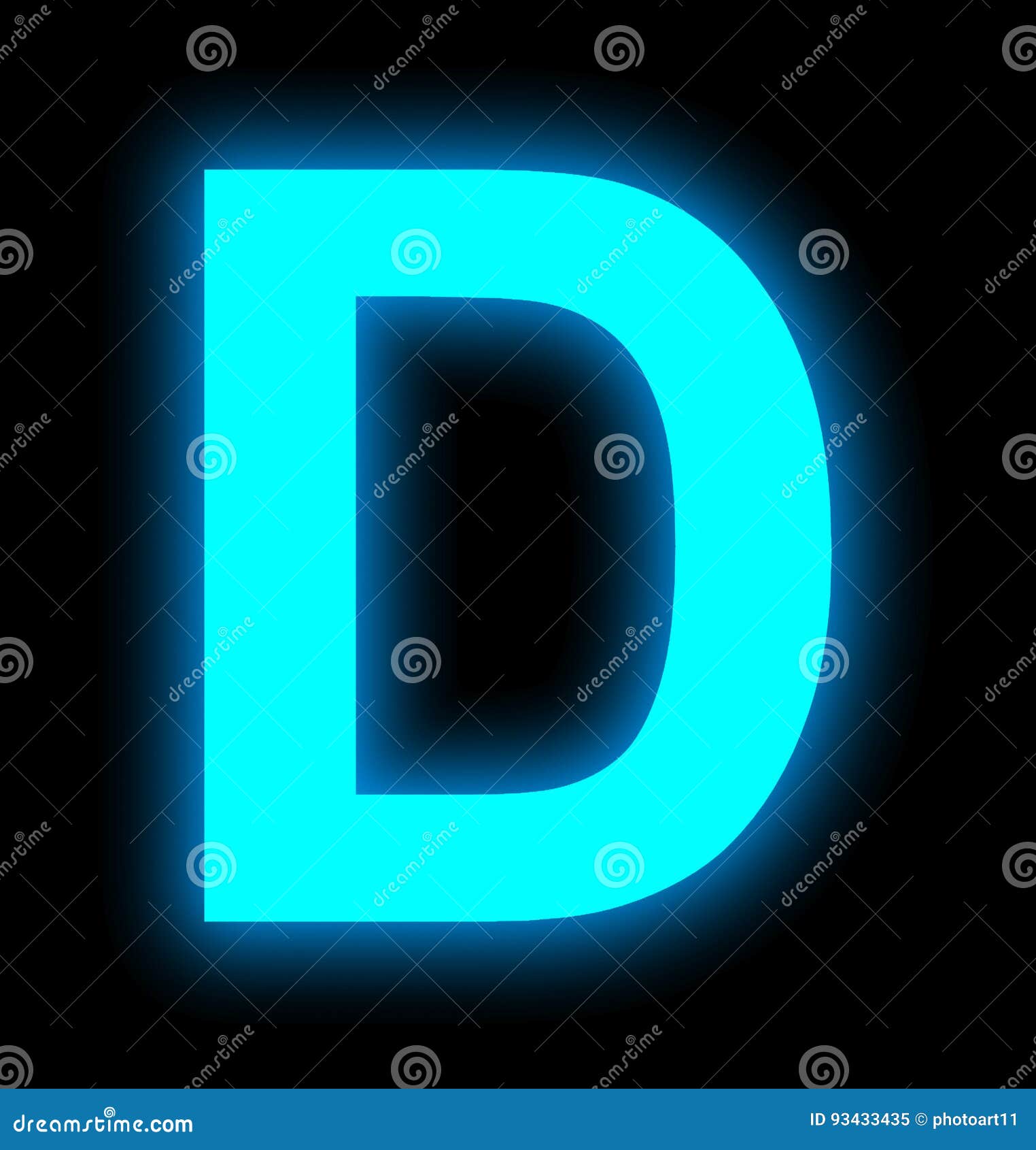 Letter D Neon Light Full Isolated on Black Stock Illustration ...