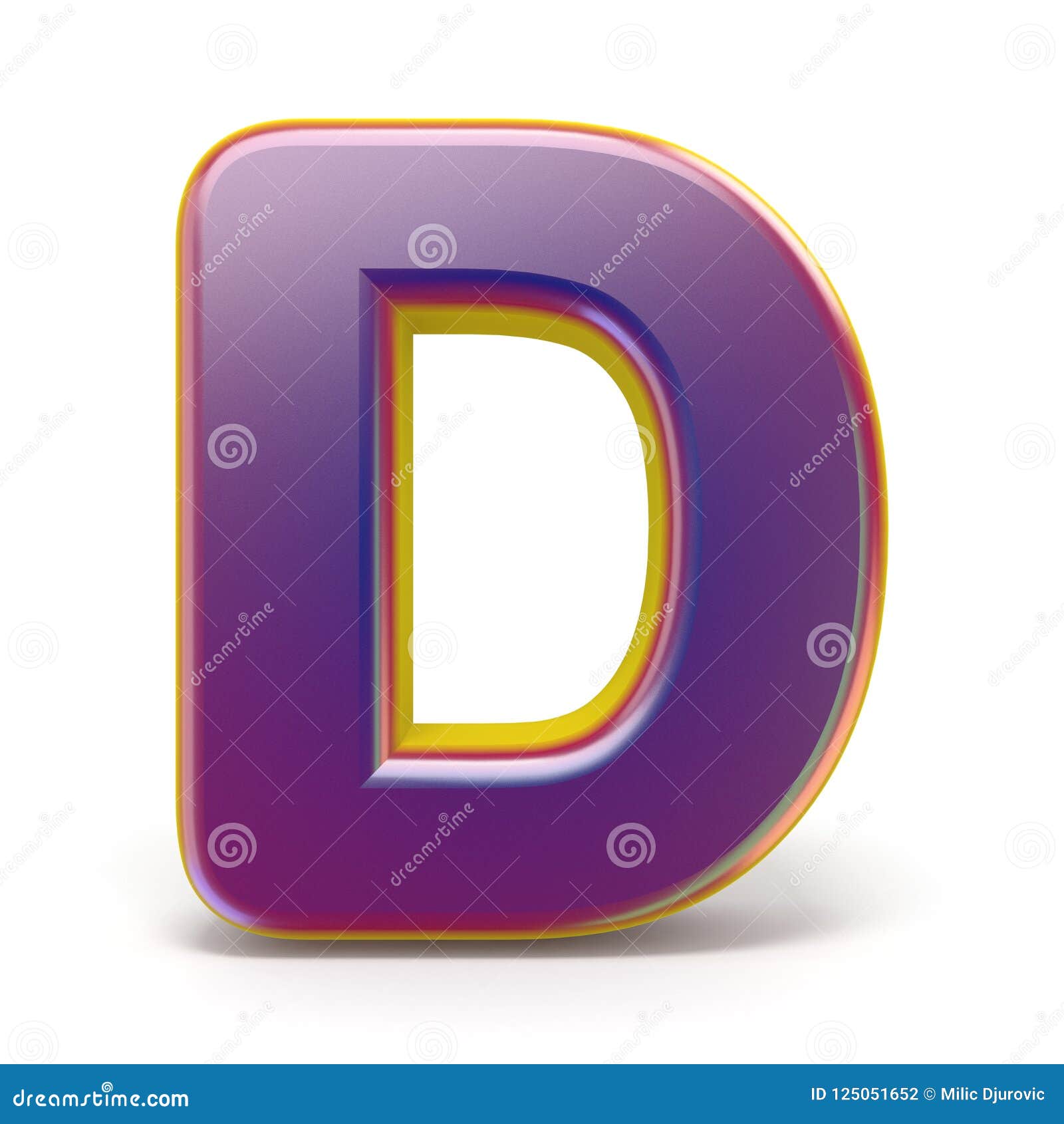 Letter D Purple Font Yellow Outlined 3D Stock Illustration ...