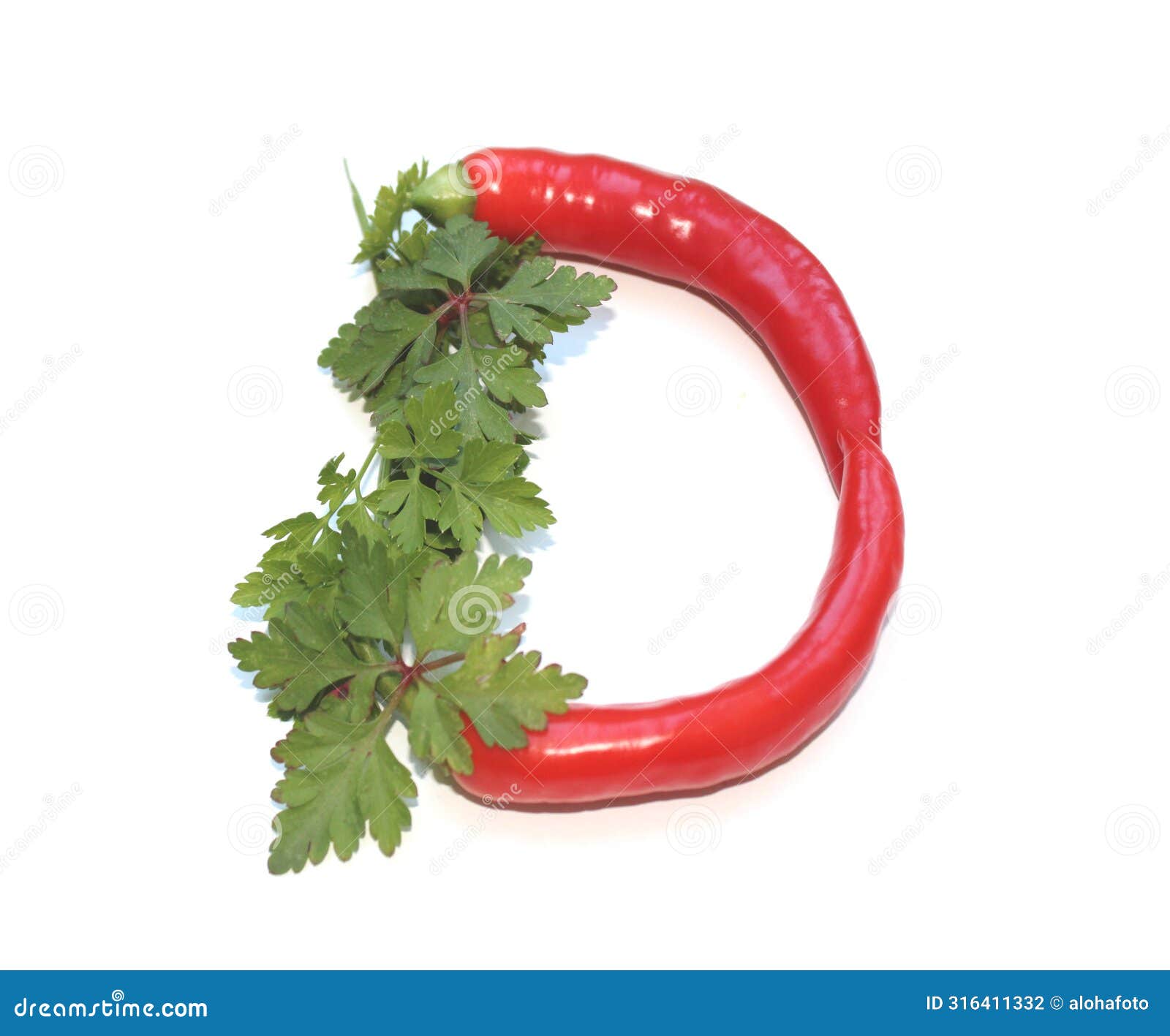letter d from red chili pepper and green herb cook book, parsley letter recipe
