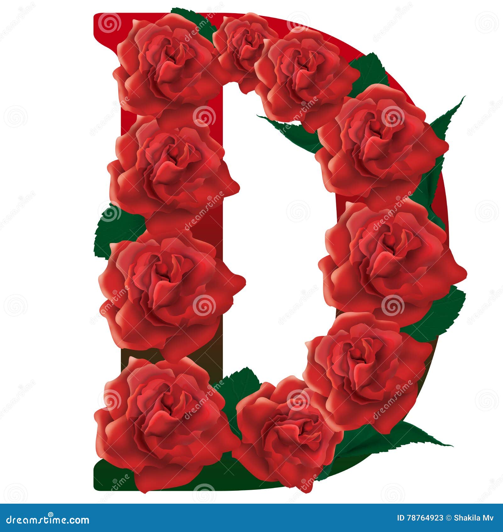 Letter D Red Roses Illustration Stock Illustration Illustration of