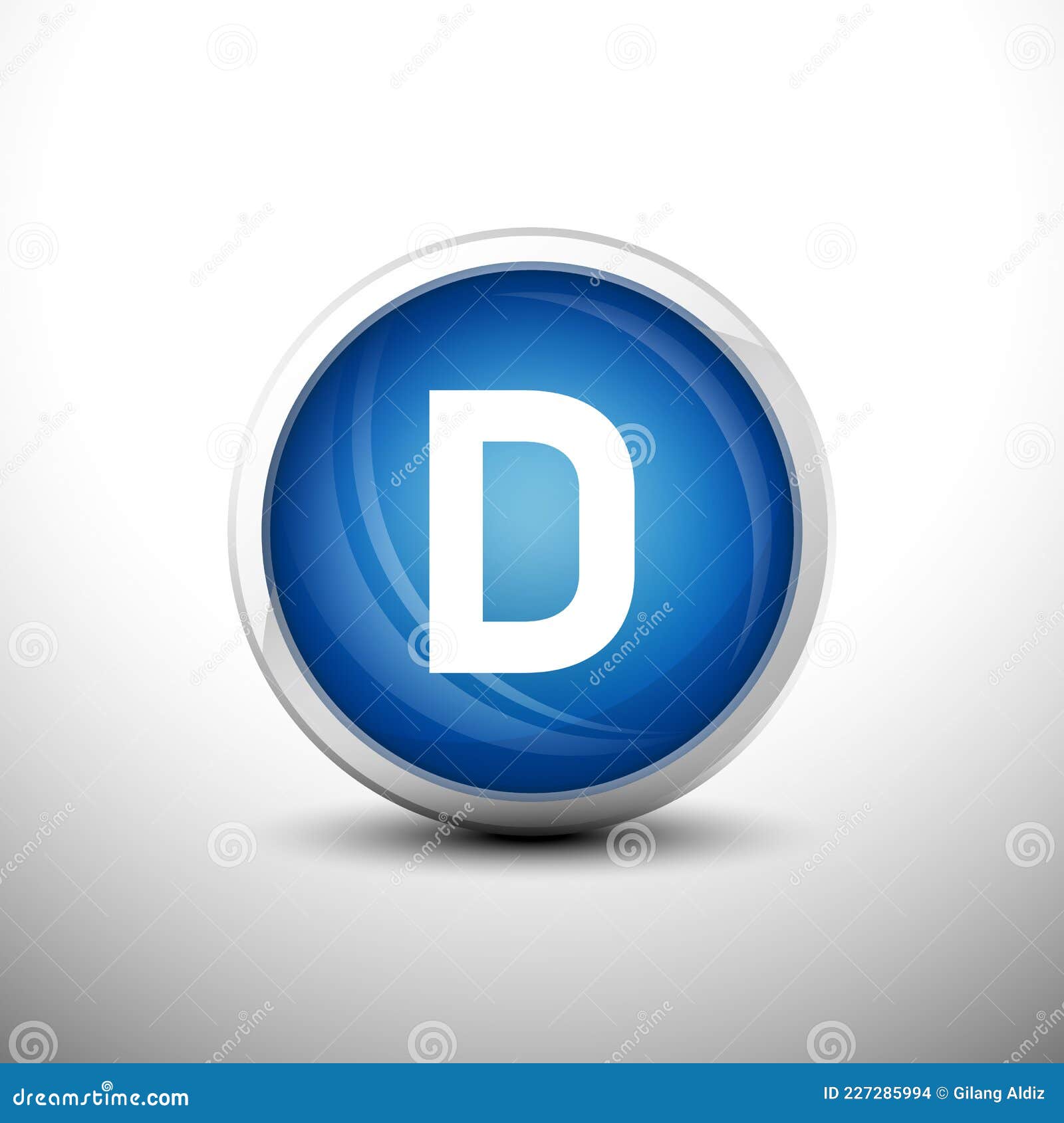 Letter D In 3d Shiny Blue Keys For Web Icons Stock Vector