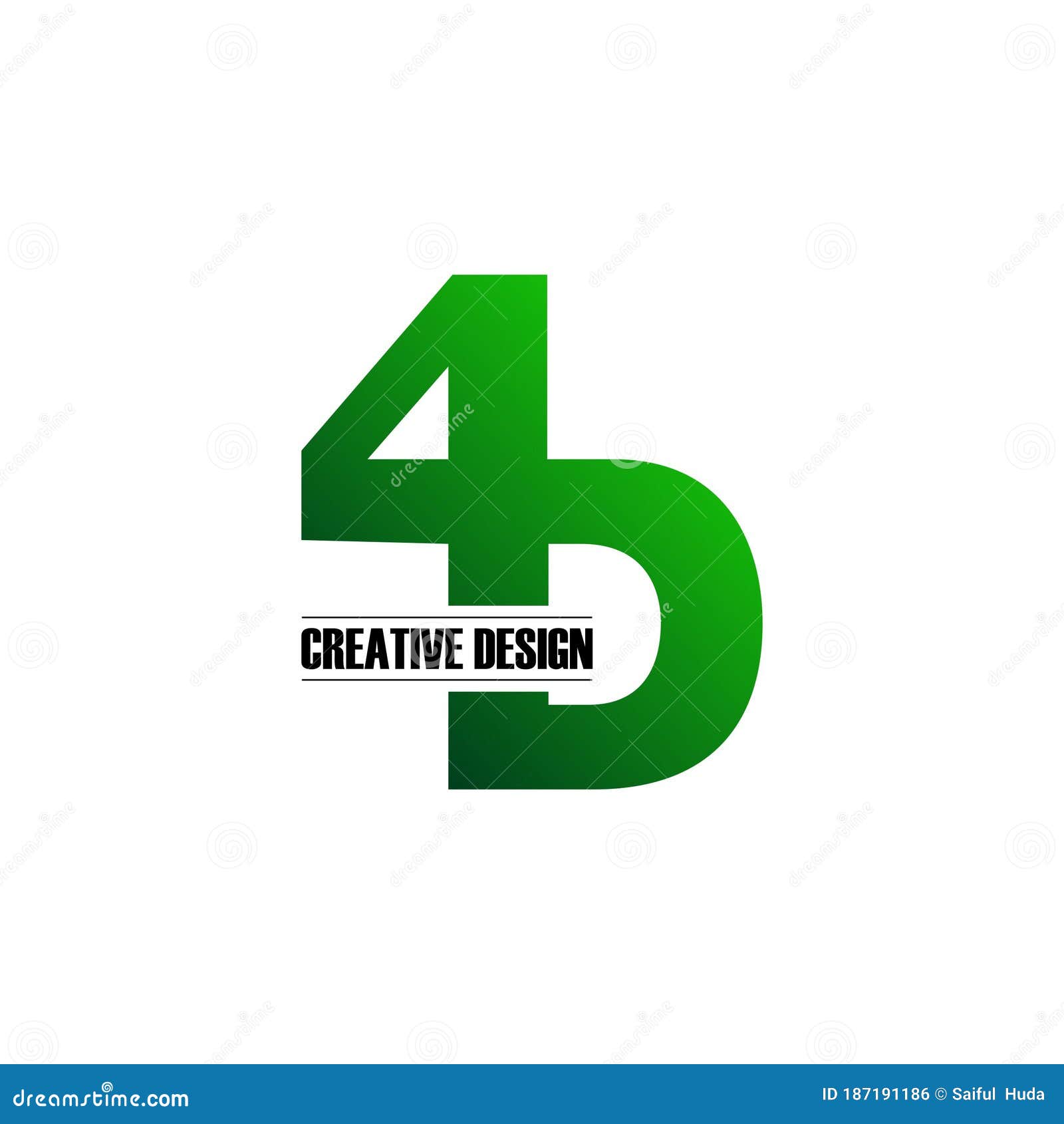 Letter 4D Simple Logo Icon Design Vector. Stock Vector - Illustration
