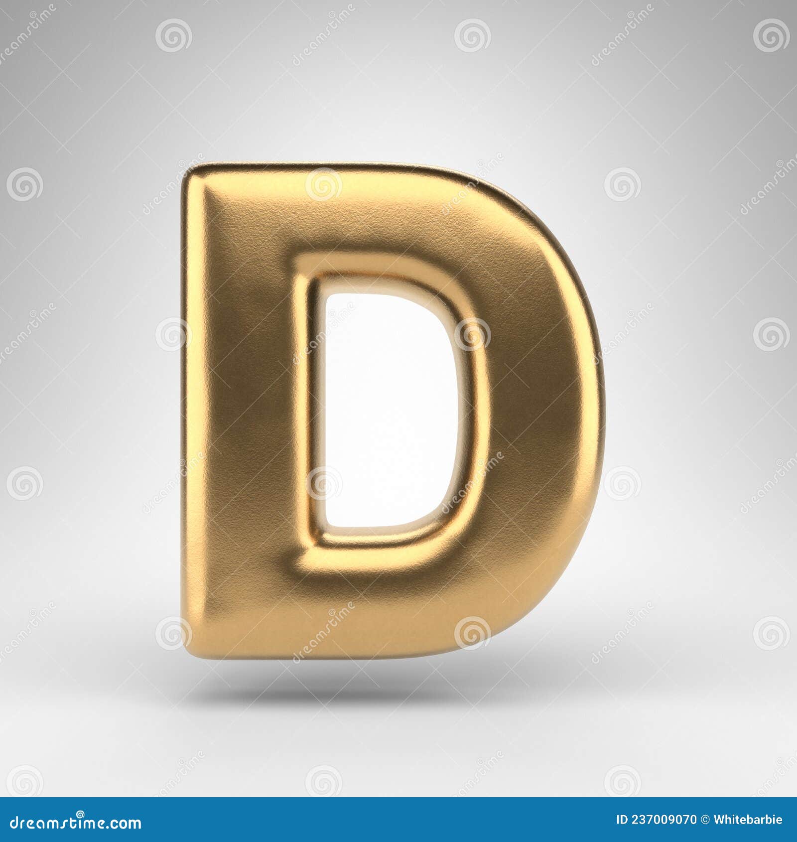 Letter D Uppercase on White Background. Golden 3D Letter with Gloss ...