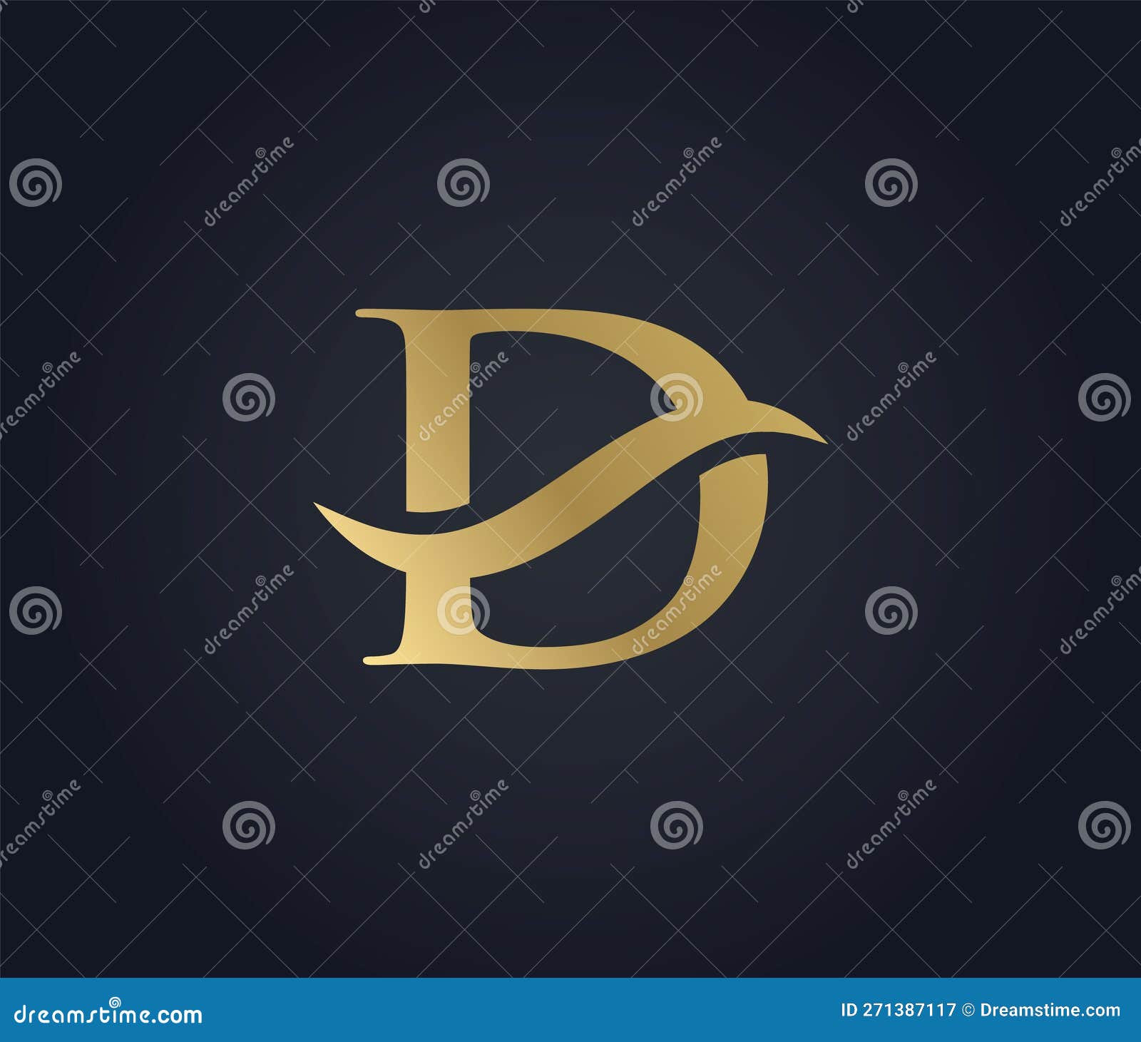 letter d wave sign logo