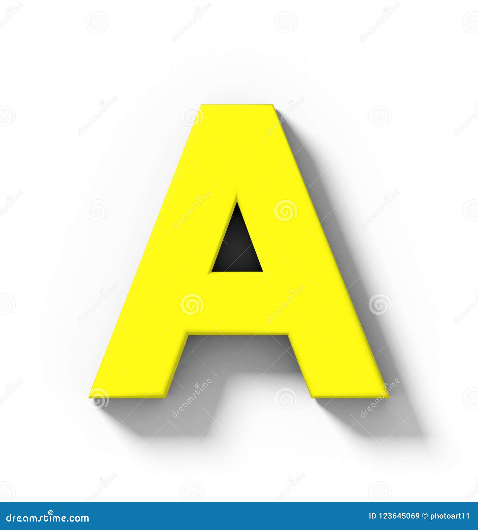 Letter a 3D Yellow Isolated on White with Shadow - Orthogonal Pr Stock ...