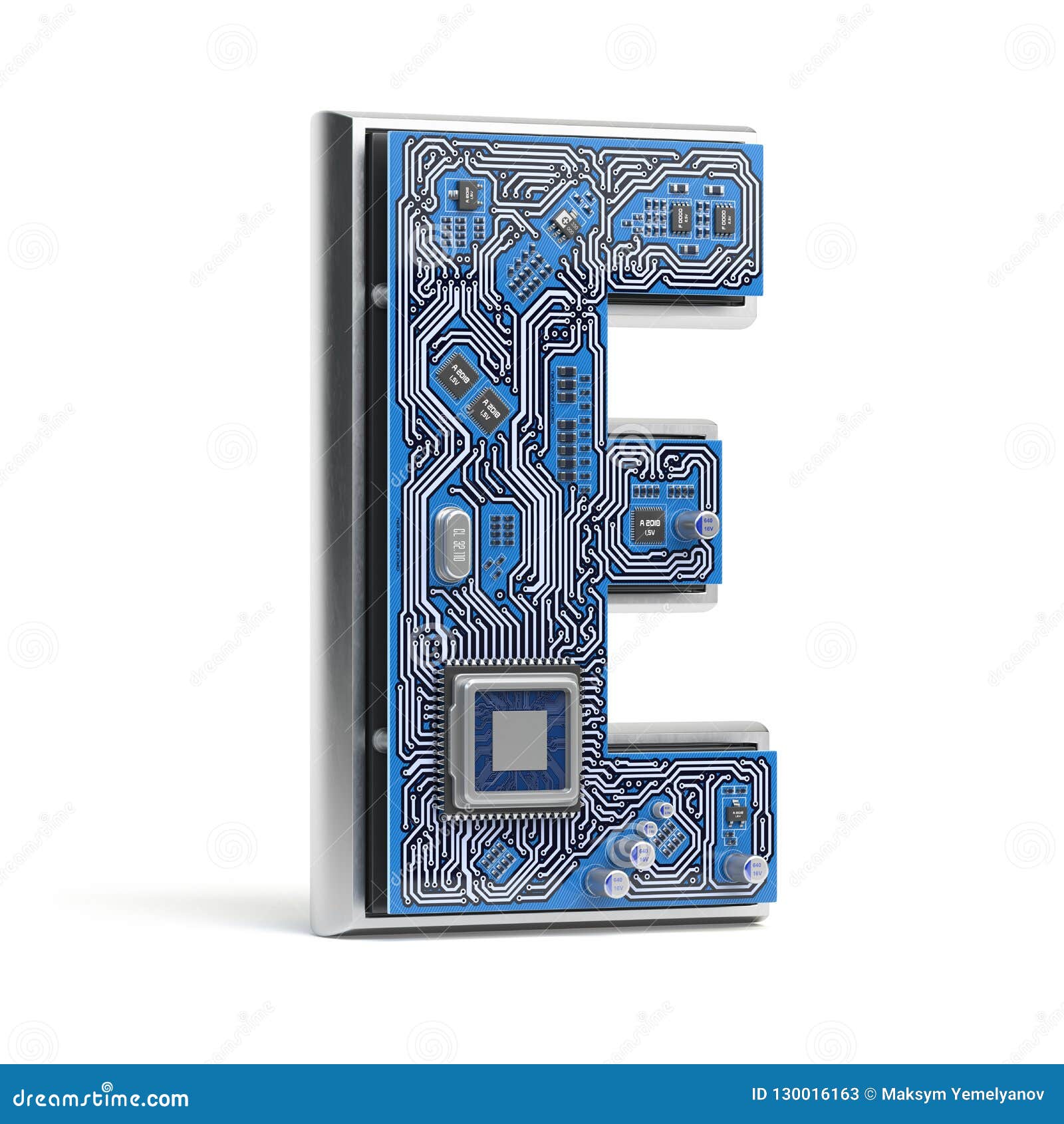Letter E, Alphabet in Circuit Board Style. Digital Hi-tech Letter ...