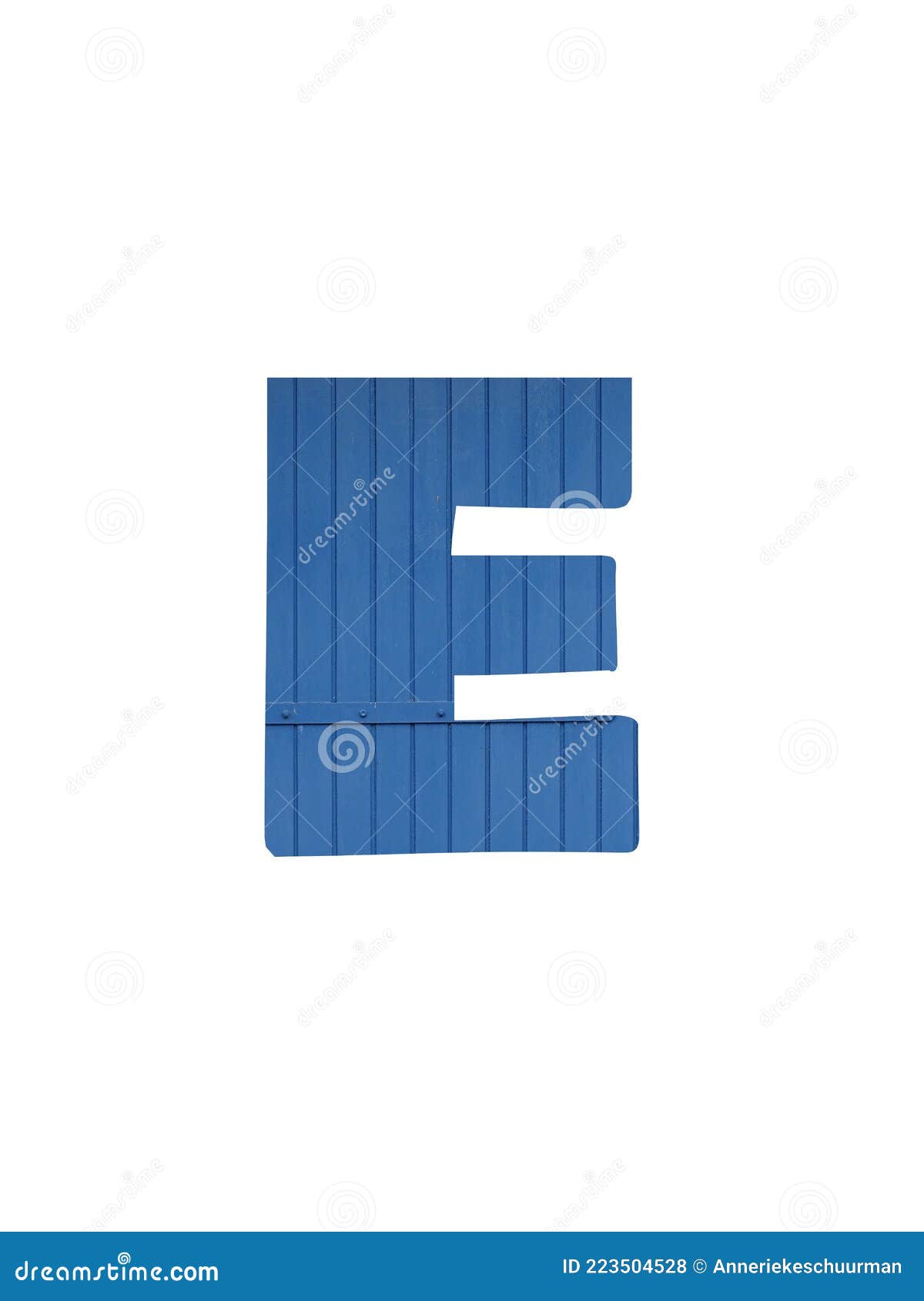 Letter E of the Alphabet Made with Blue Wood Stock Photo Image of