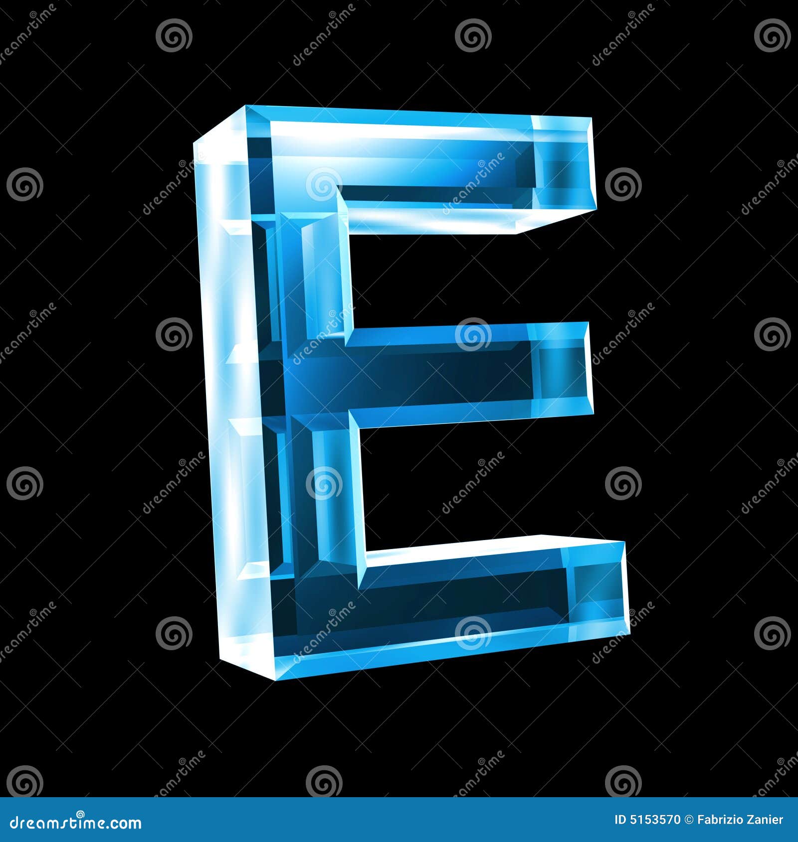 Letter E In Blue Glass 3d Stock Illustration Illustration Of Font