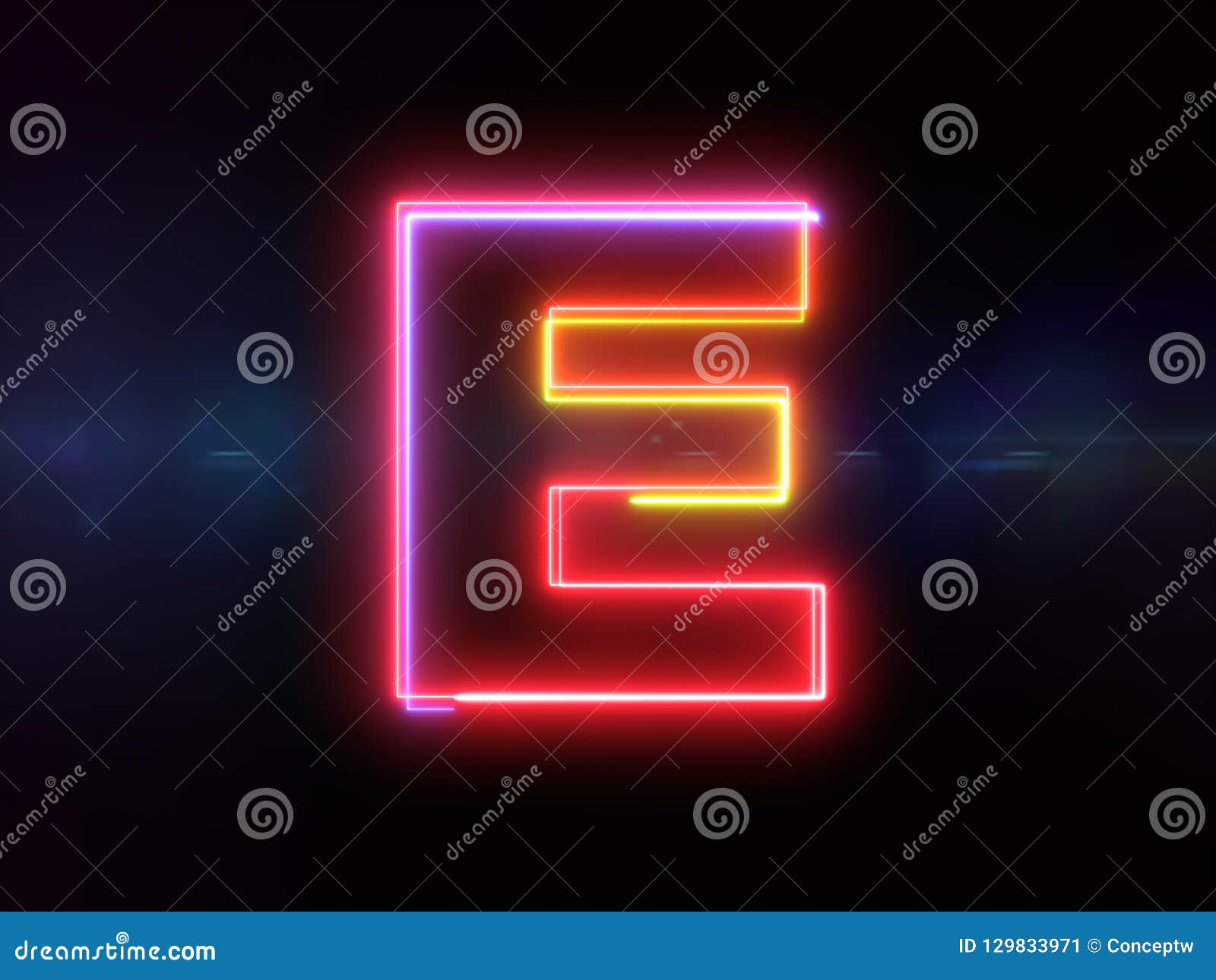 E - Colorful Glowing Outline Stock - Image of font, background: 129833971