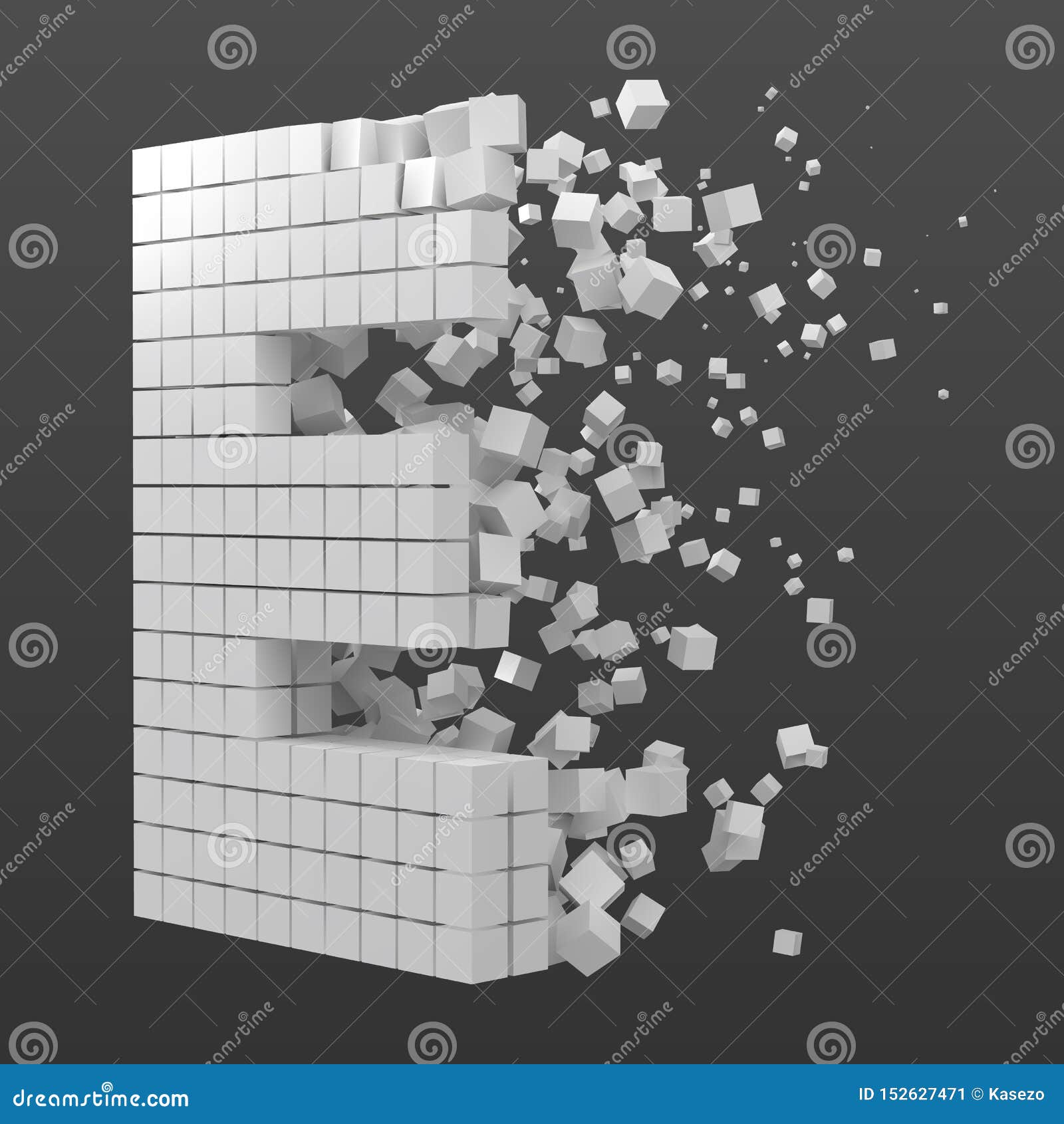 Letter E Shaped Data Block Version With White Cubes 3d Pixel Style Vector Illustration Stock Vector Illustration Of Game Isolated