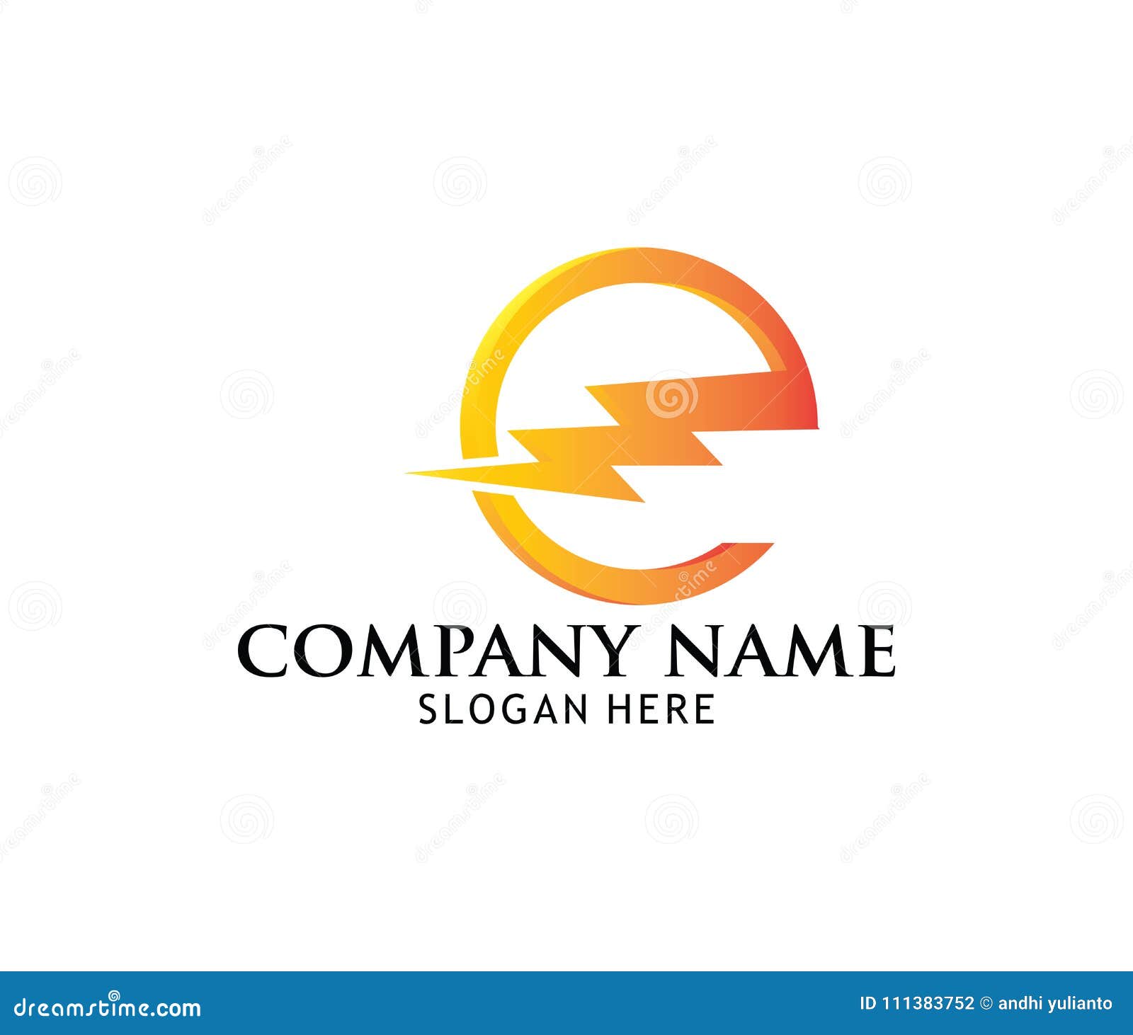 Letter E Thunderbolt Power Electricity Vector Logo Design Stock