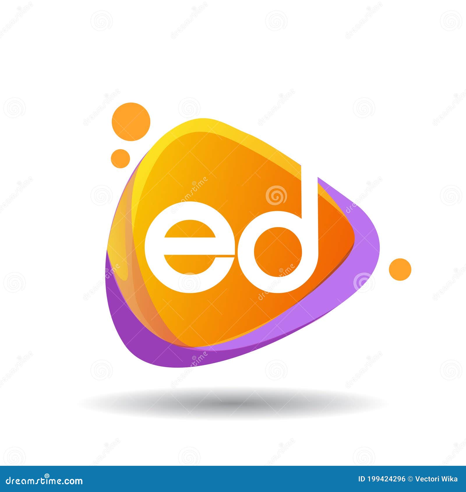letter ed logo in triangle splash and colorful background, letter combination logo  for creative industry, web, business and