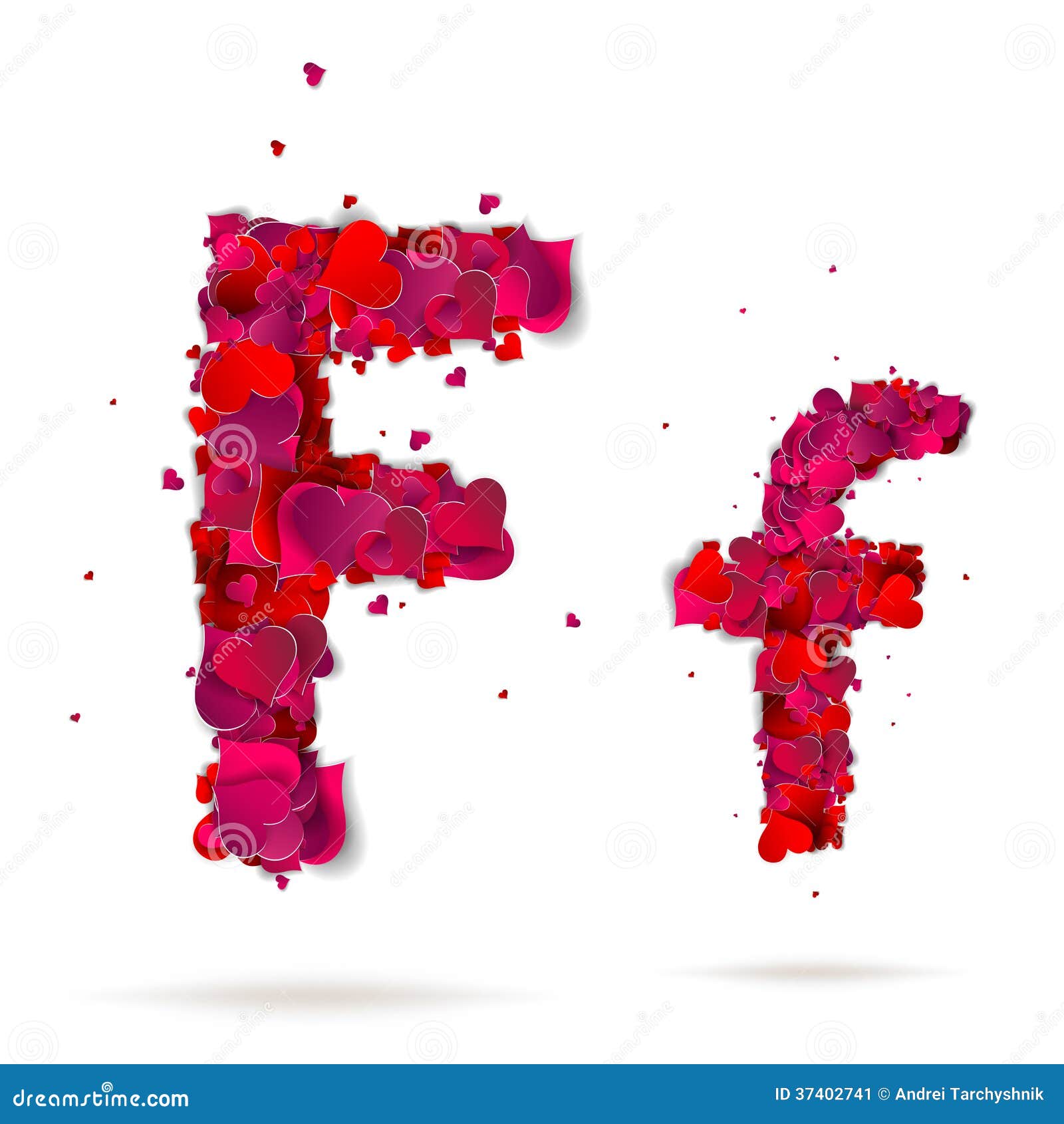 Letter F Made From Hearts Love Alphabet Stock Vector