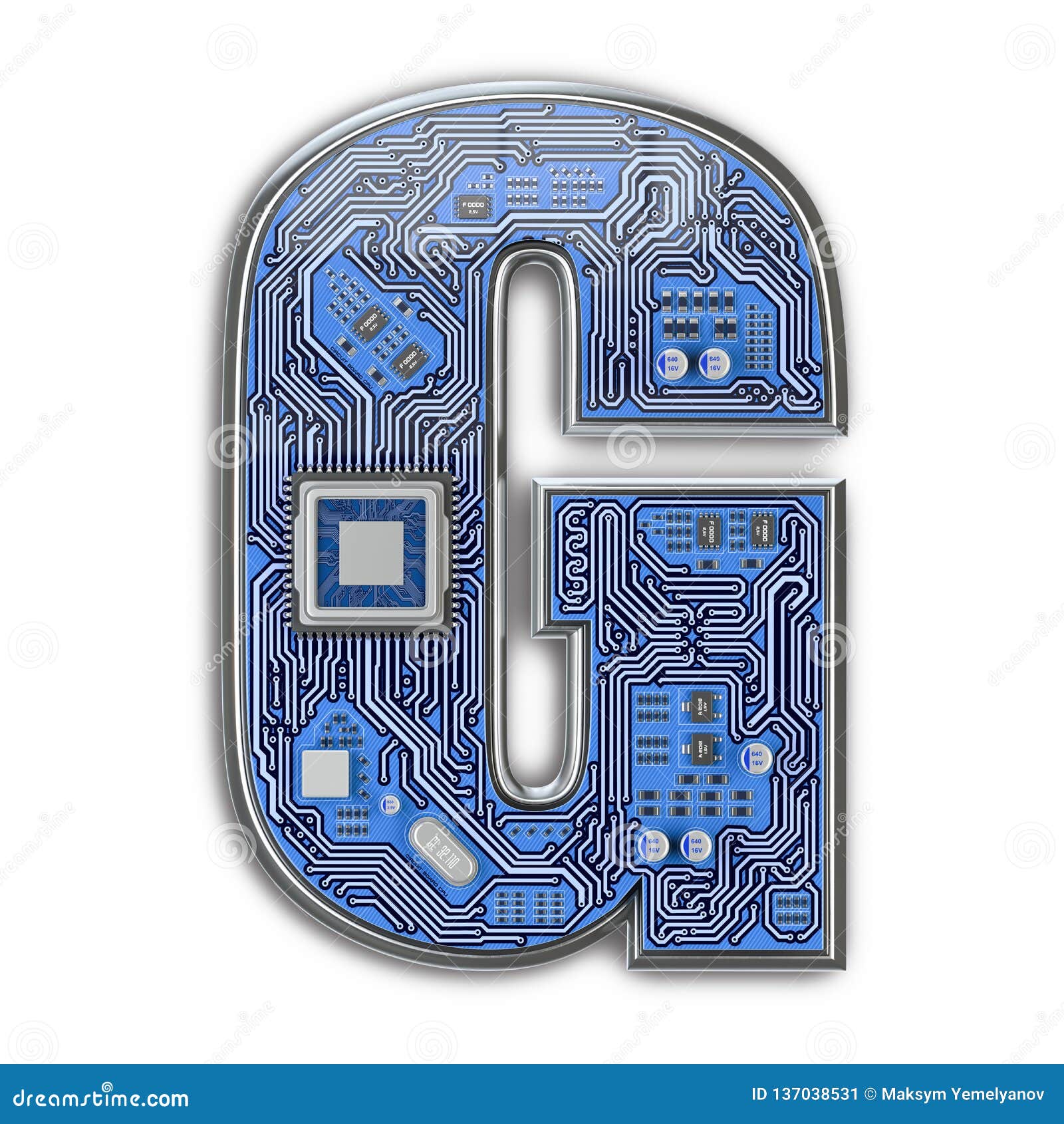 Letter G. Alphabet in Circuit Board Style Stock Illustration ...