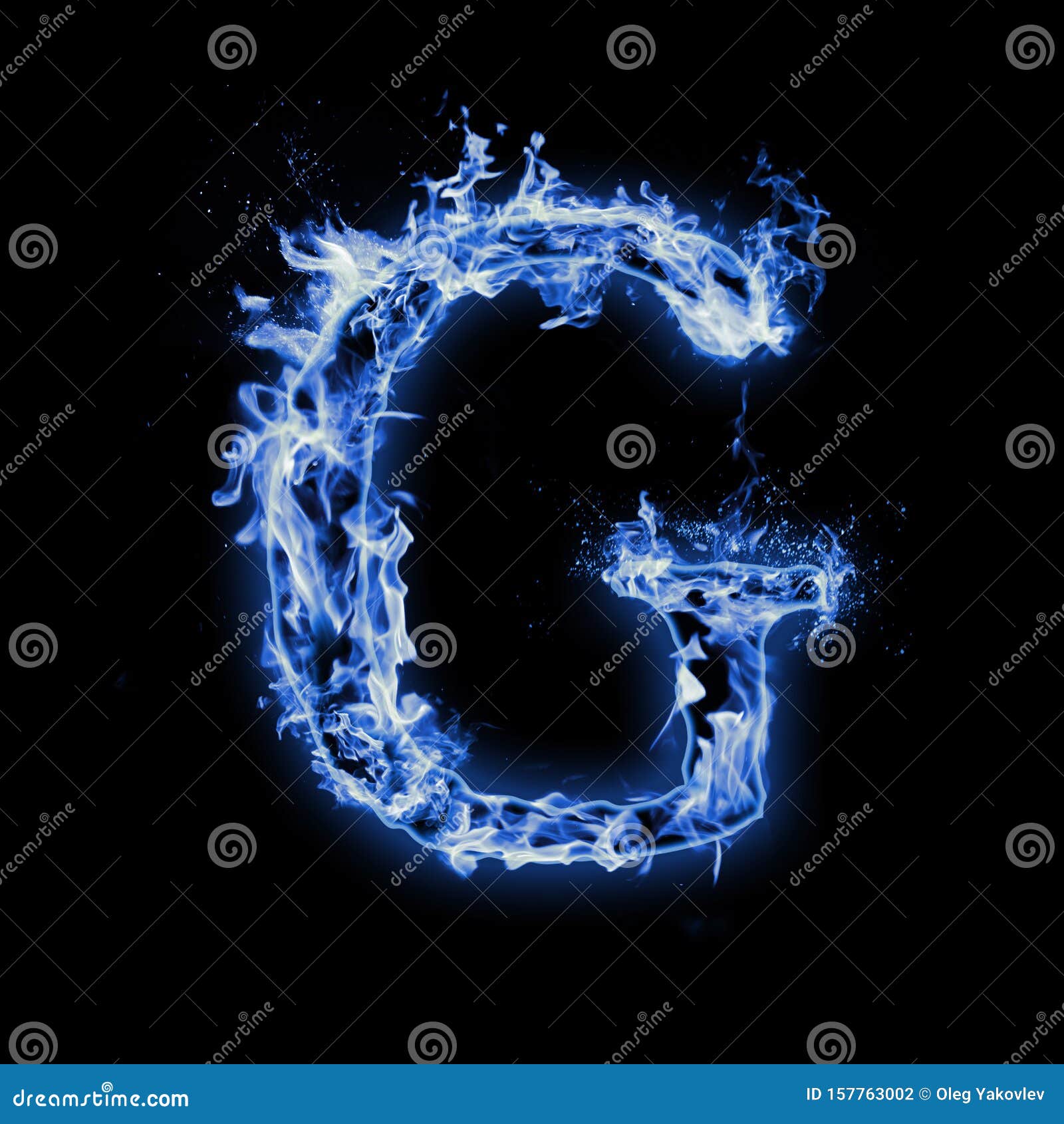 Letter G Blue Fire Flames On Black Stock Illustration Illustration Of Flaming Blue