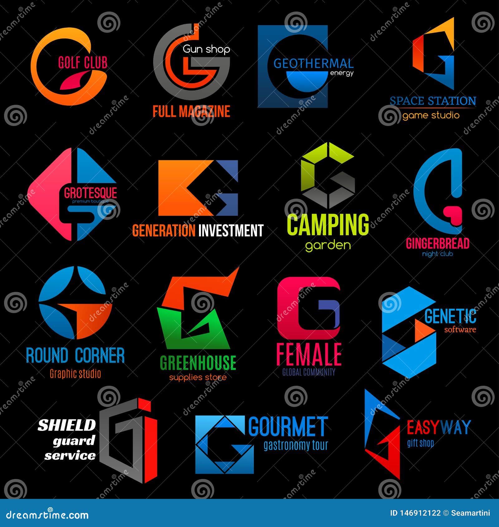 Company Modern Colorful Corporate Identity H Icons Stock Vector